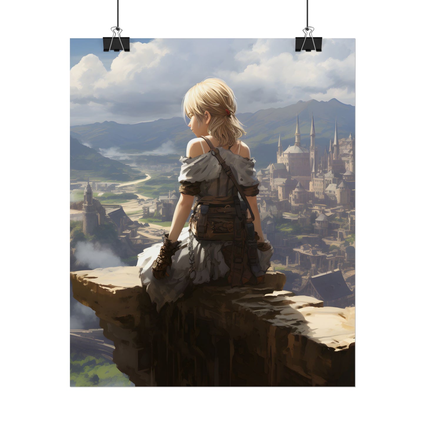Anime Dreams: Flying Blonde Digital Artwork - Poster