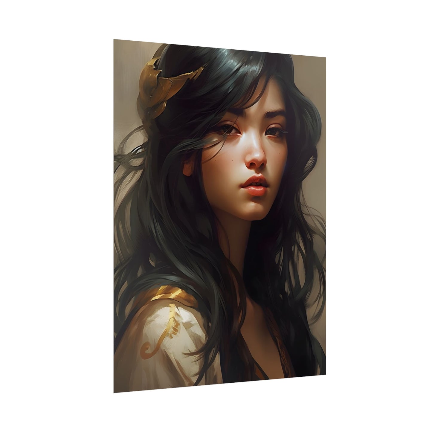 Astonishing Black Haired Portrait: Digital Artwork - Poster