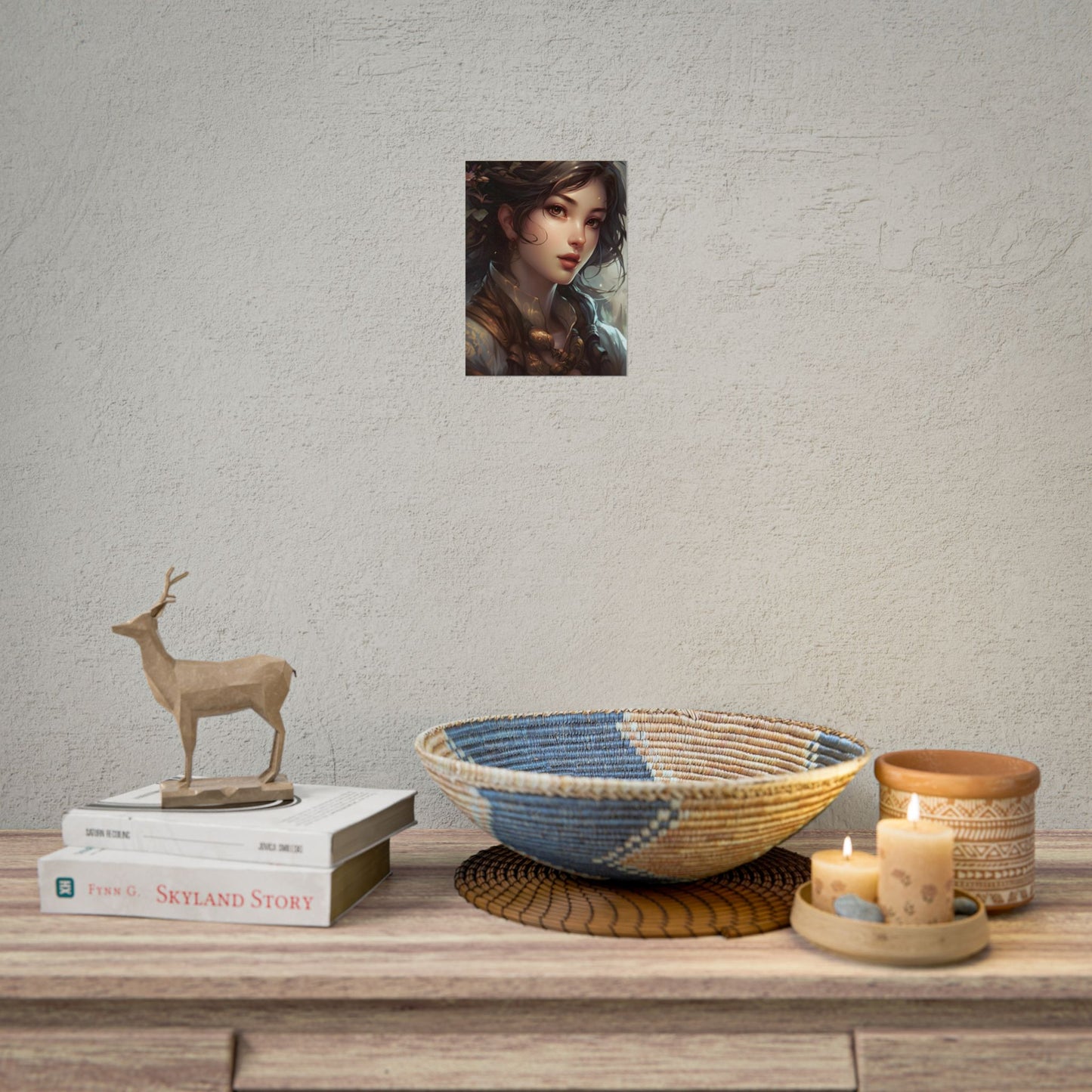 Astonishing Brunette Portrait: Elegant Digital Artwork - Poster