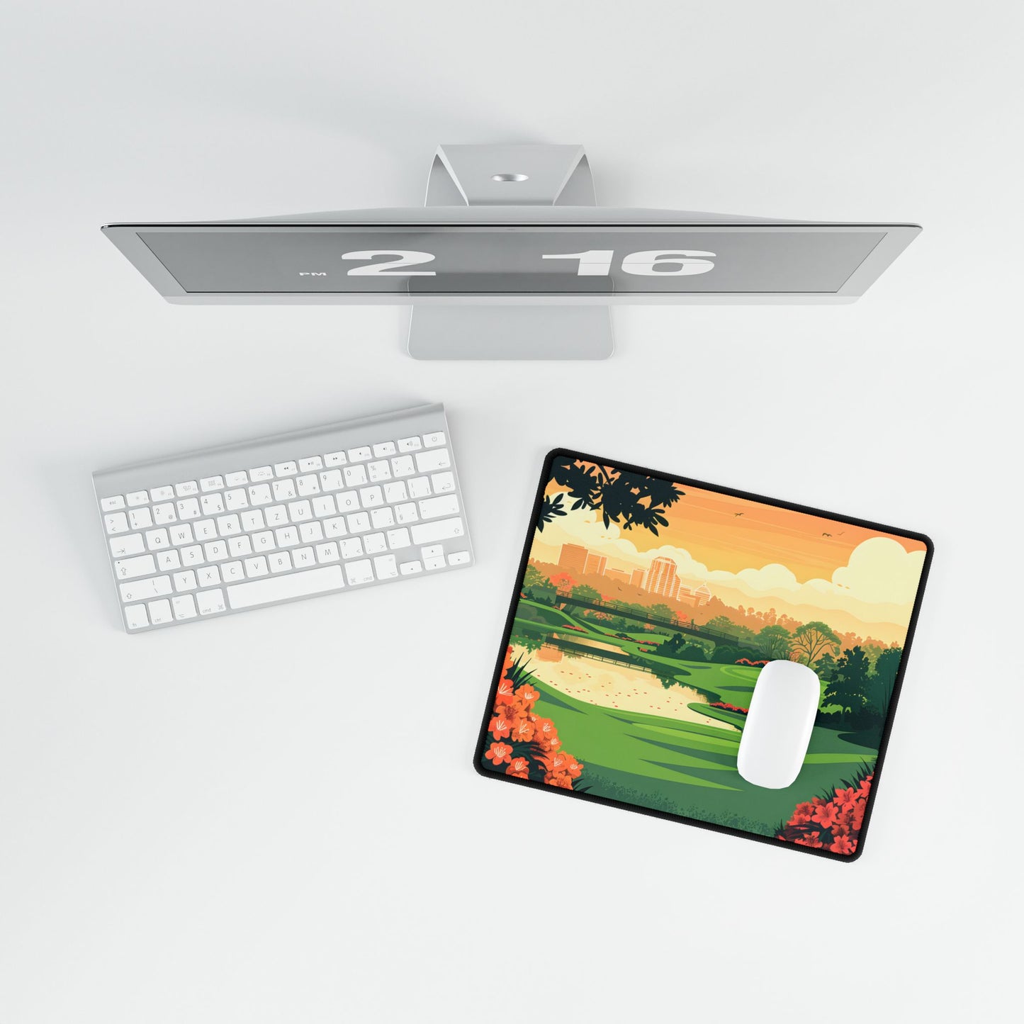 Retro Golf Illustration: Augusta National Georgia - Desk Mat