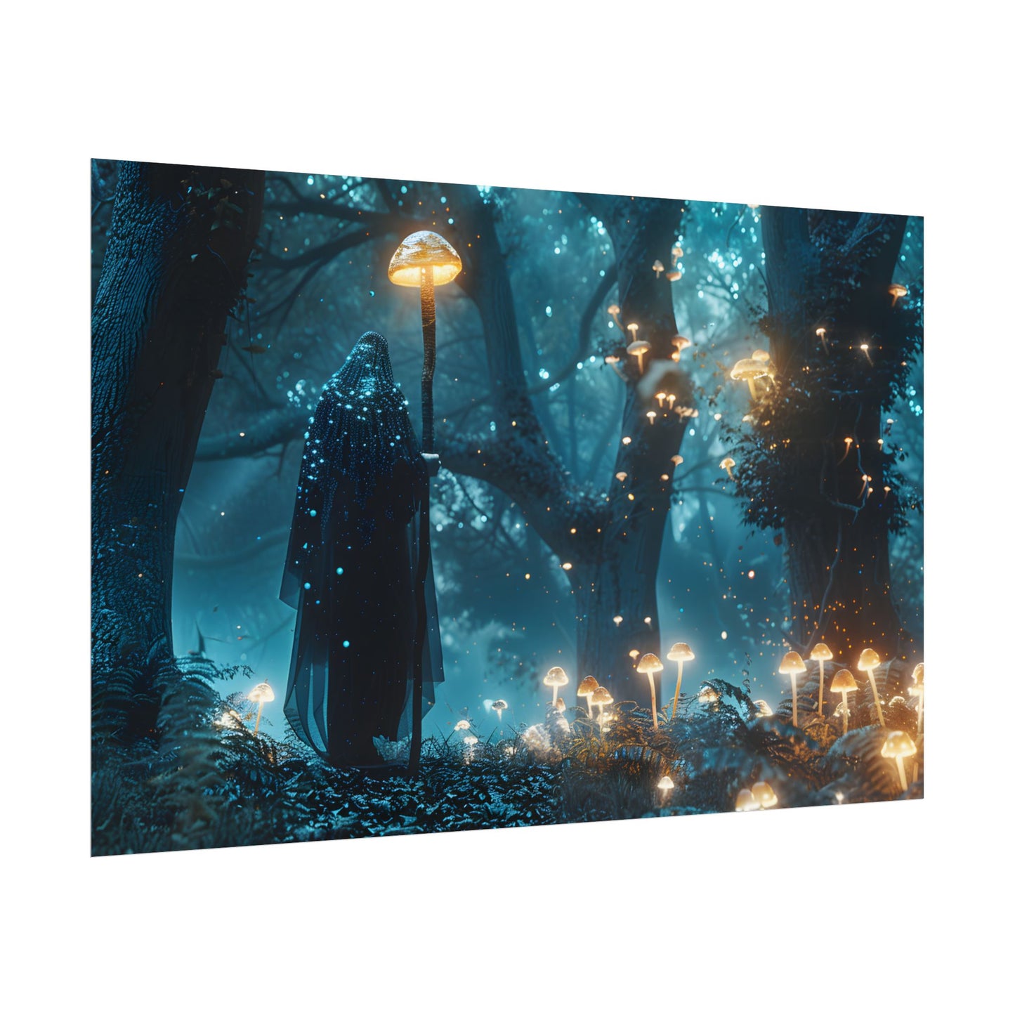 Whispers of Ancient Magic in a Moonlit Mystical Forest - Poster