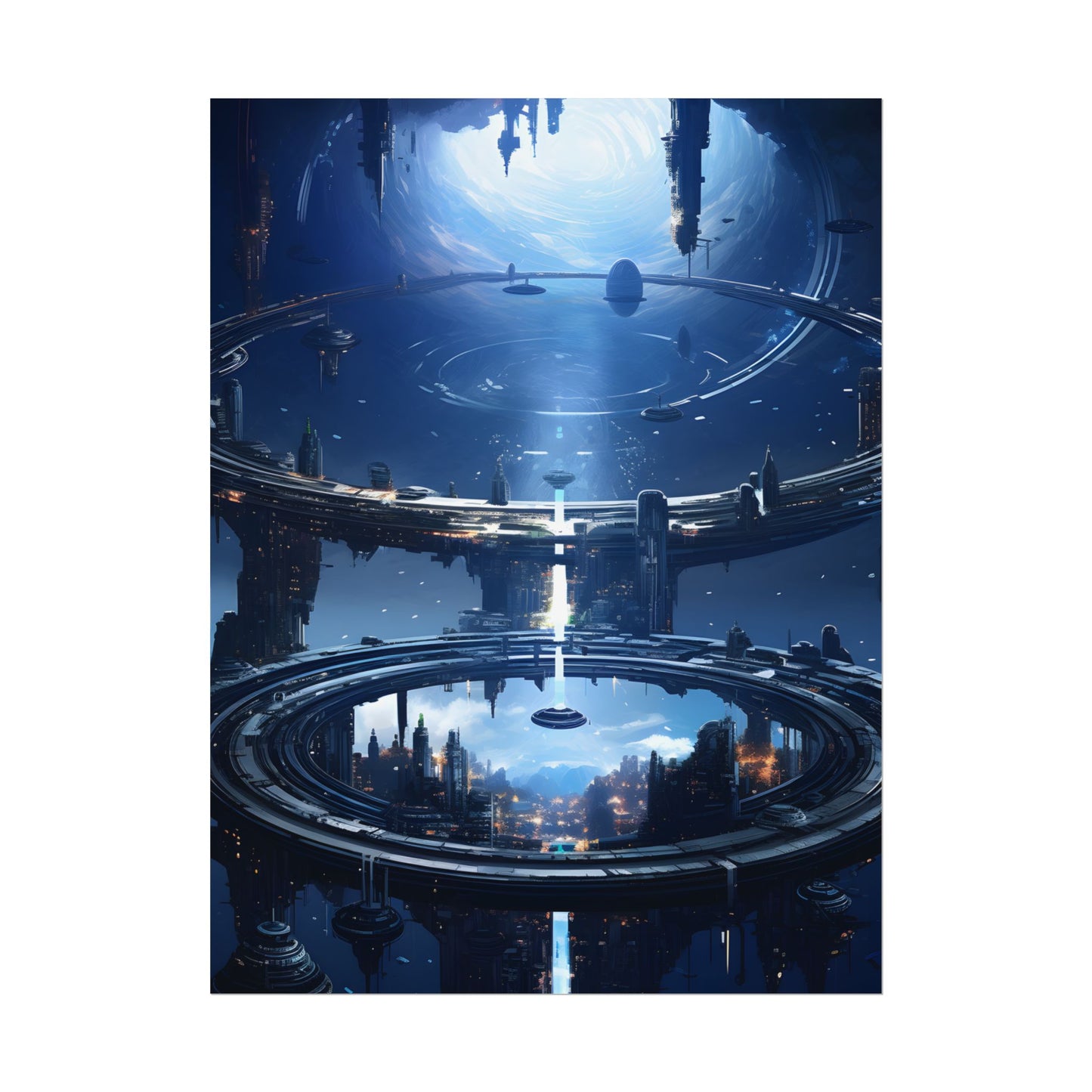 Aetherial Space Station: Massive, Futuristic Space Station in Orbit - Poster