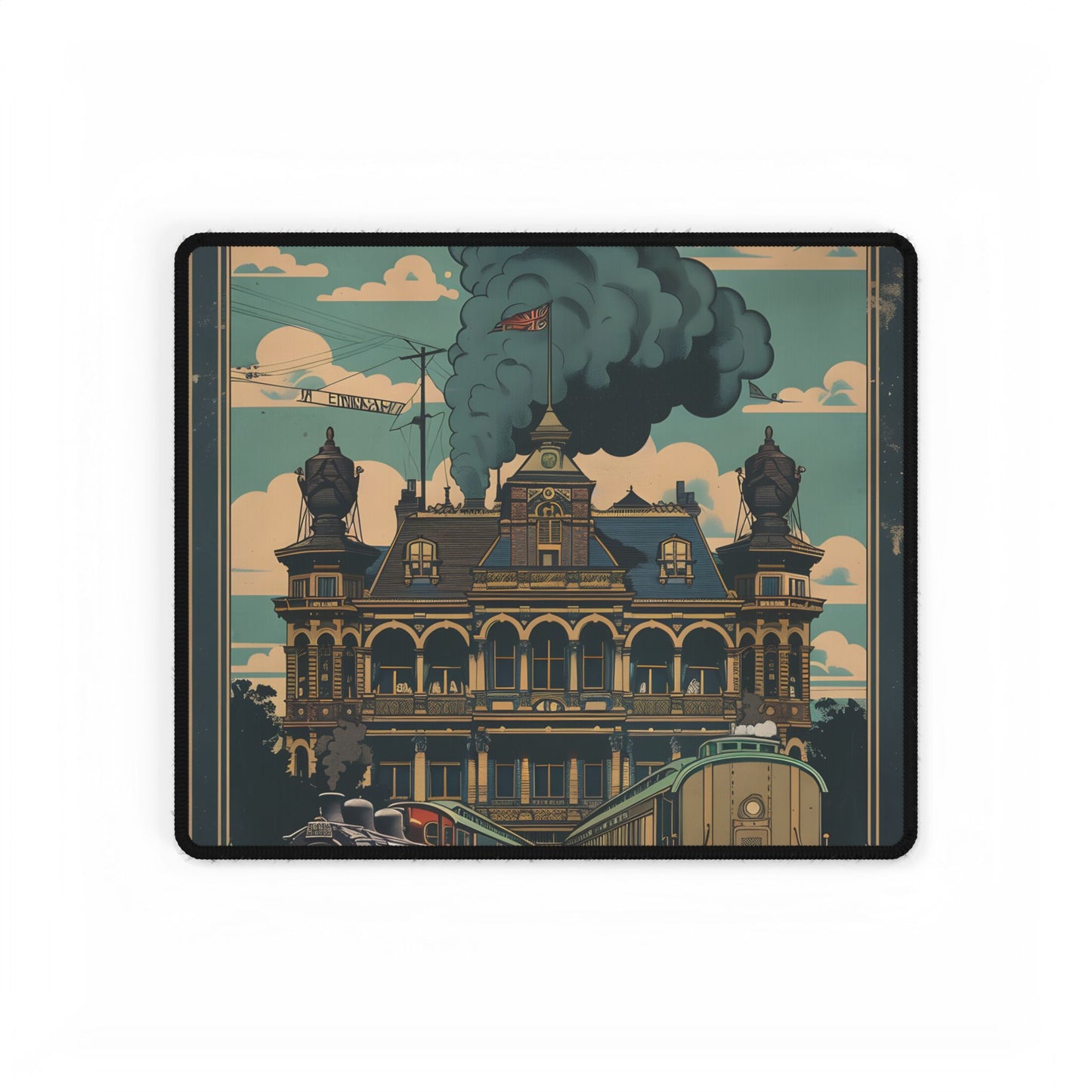 Vintage Farhampton Train Station Sign: Classic Railroad Art - Desk Mat