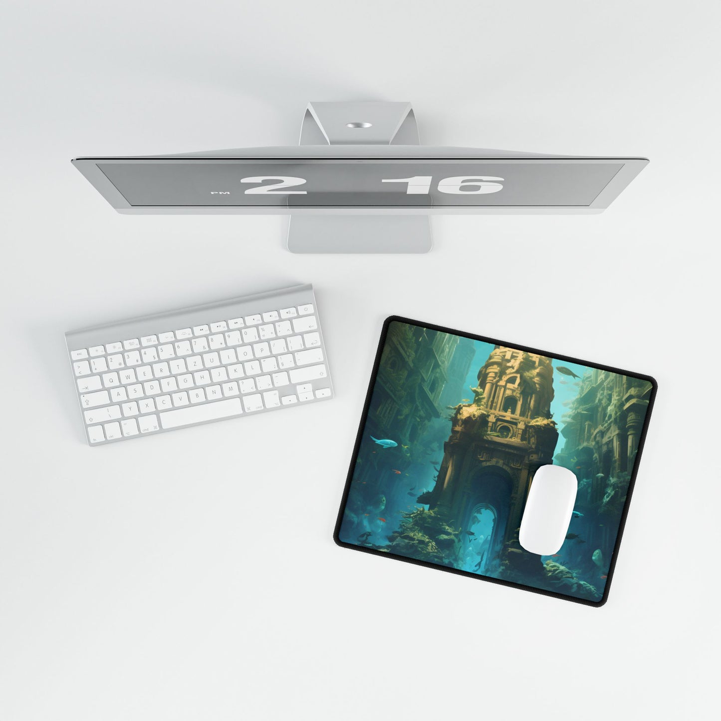 Lost Underwater Civilization: Ancient City Ruins Art - Desk Mat