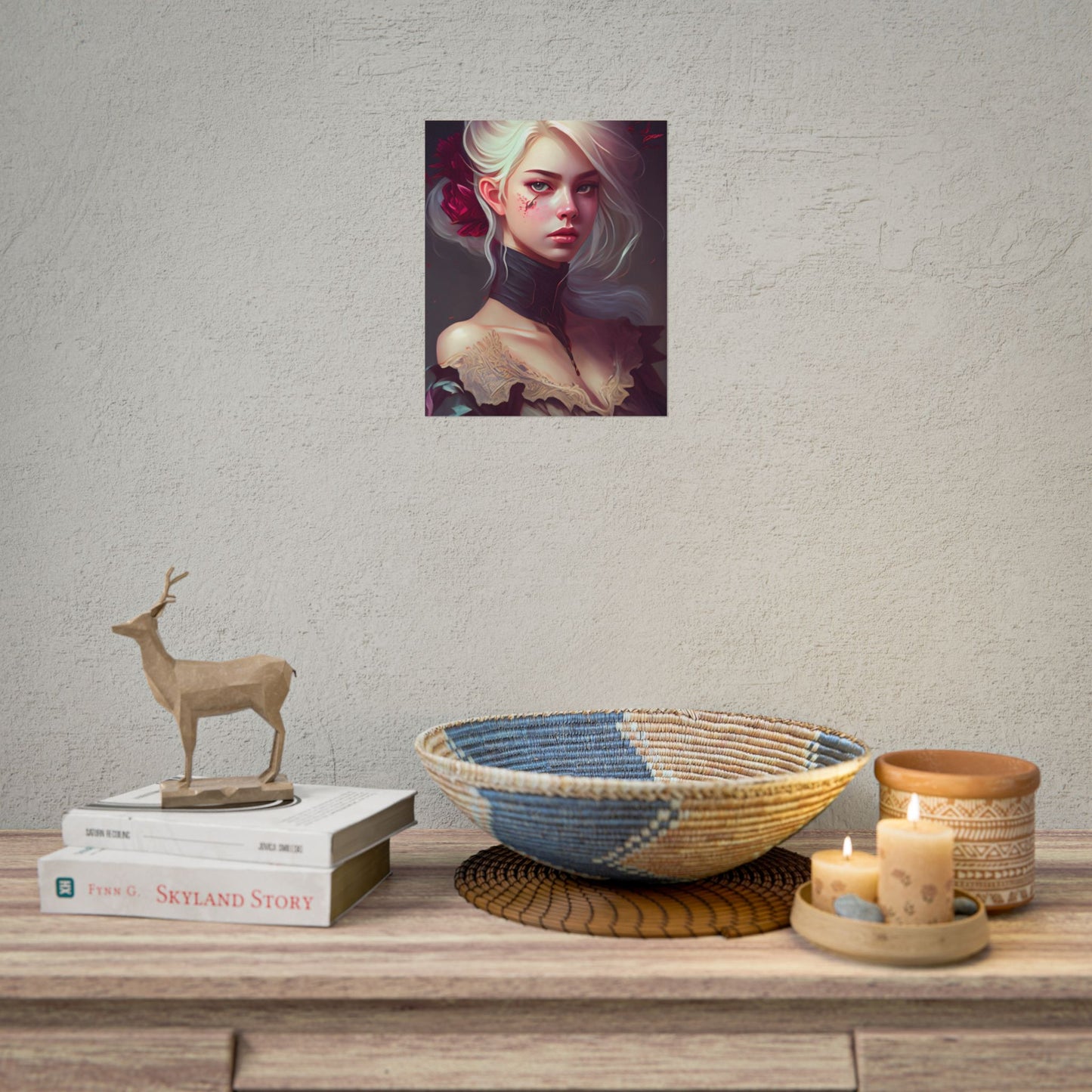 Blonde Beauty in Nature: Realistic Portrait Art - Poster