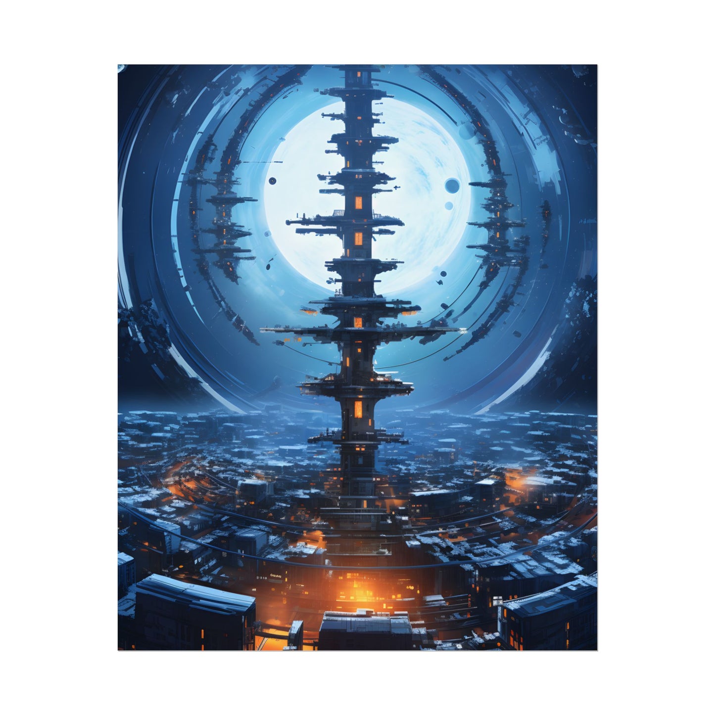 Aetherial Space Station: Low Earth Orbit Digital Art - Poster