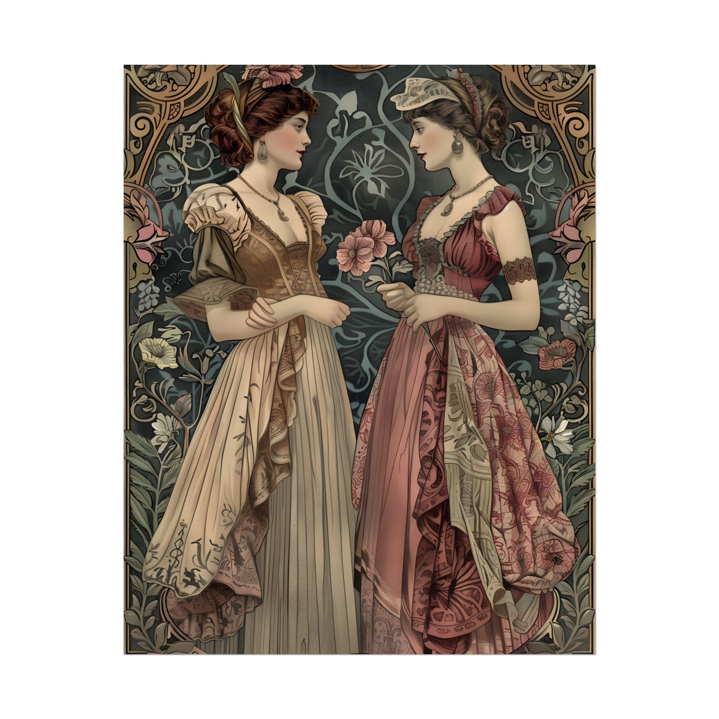 Women in Ornate Attire: Formal Primrose Ceremony - Poster
