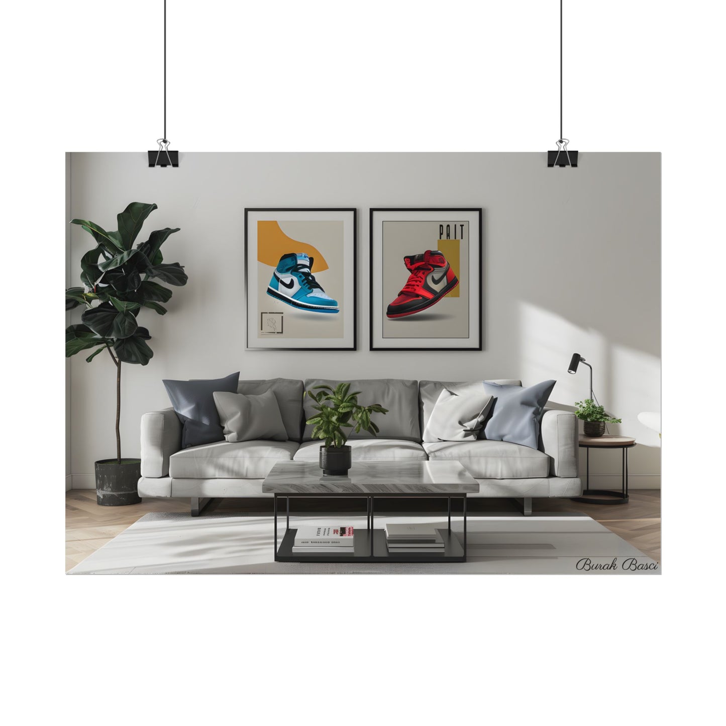 Minimalist Modern Living Room: Neutral Colors & Natural Light Art - Poster