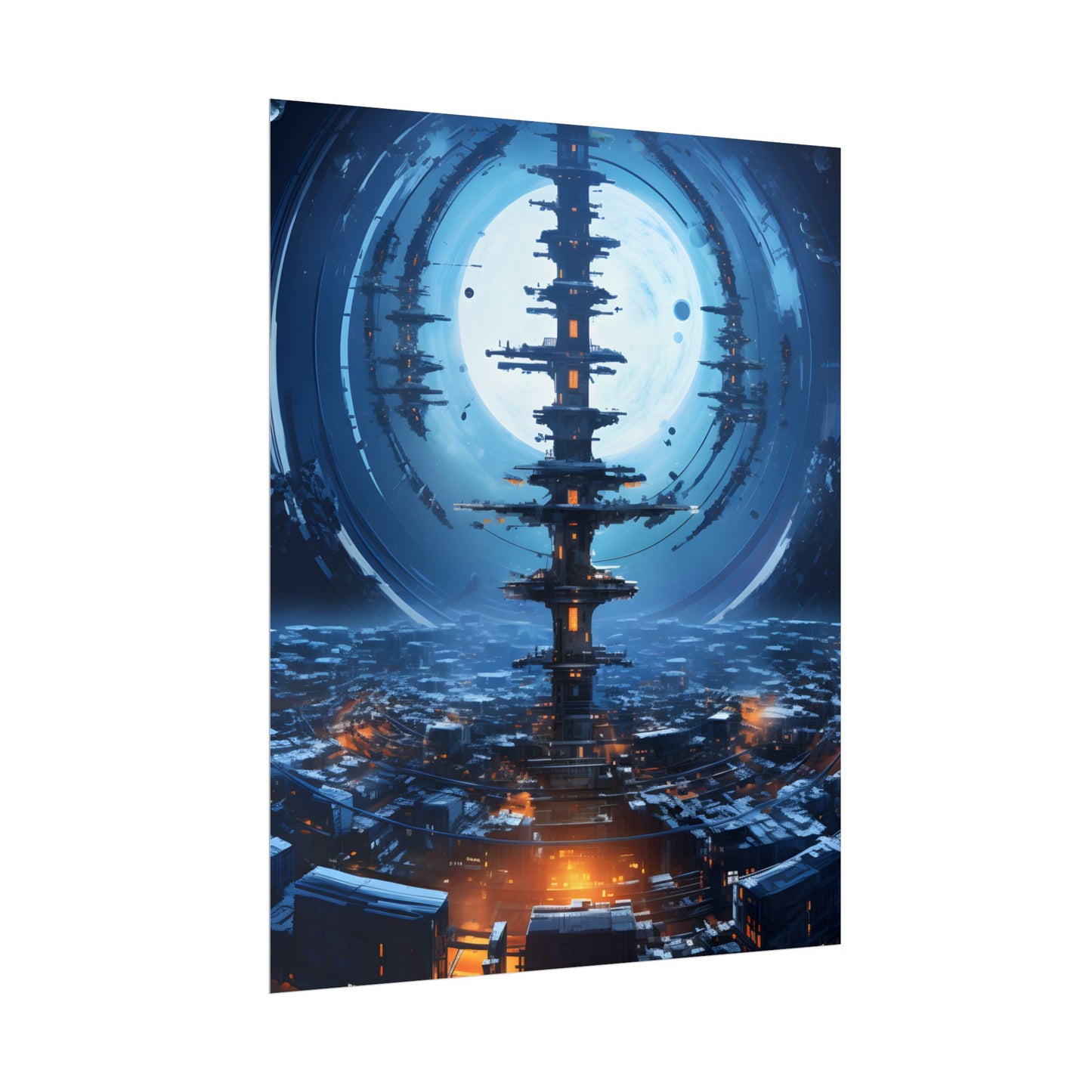 Aetherial Space Station: Low Earth Orbit Digital Art - Poster
