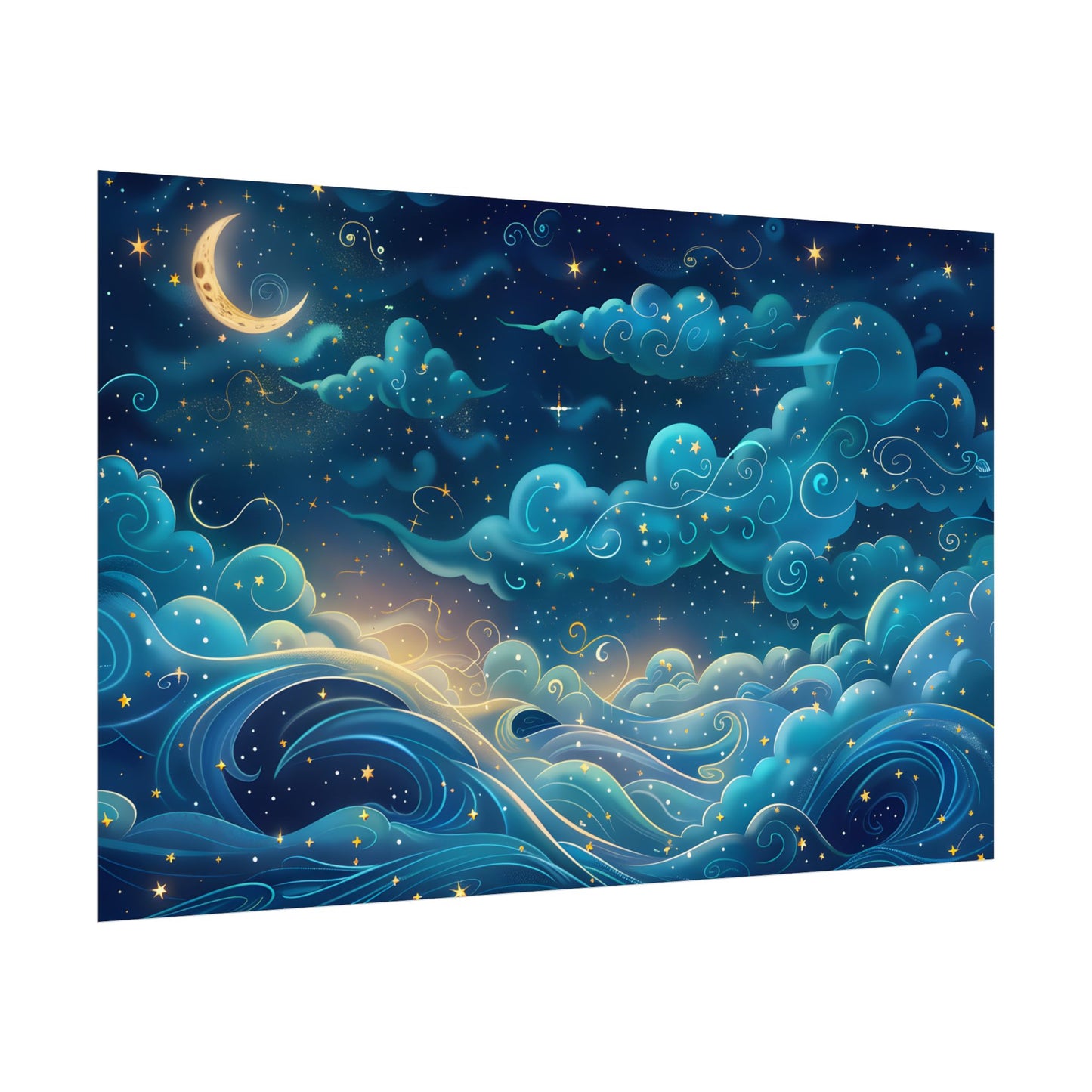 Twinkling Stellar Night Sky: Whimsical Dreamy Artwork - Poster