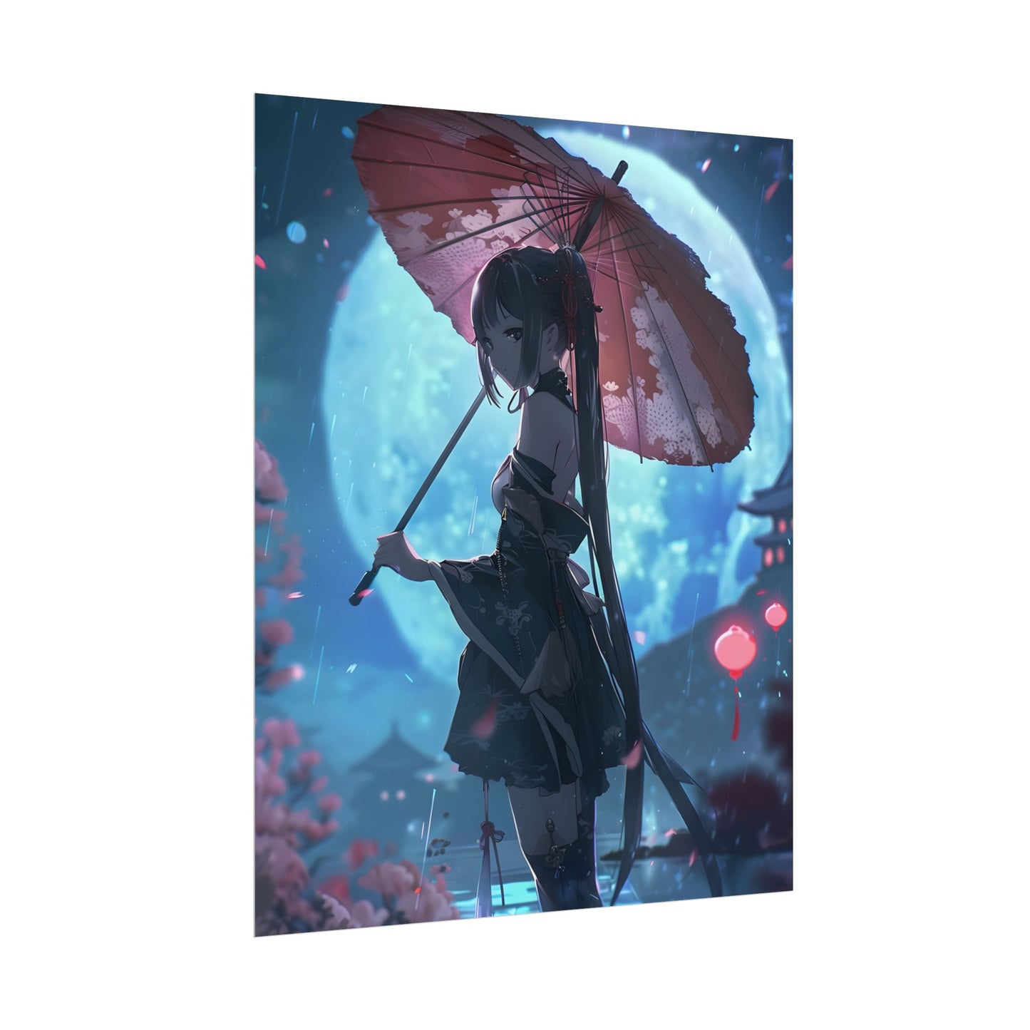 Anime Winter Girl: Gentle Snow Scene Art - Poster