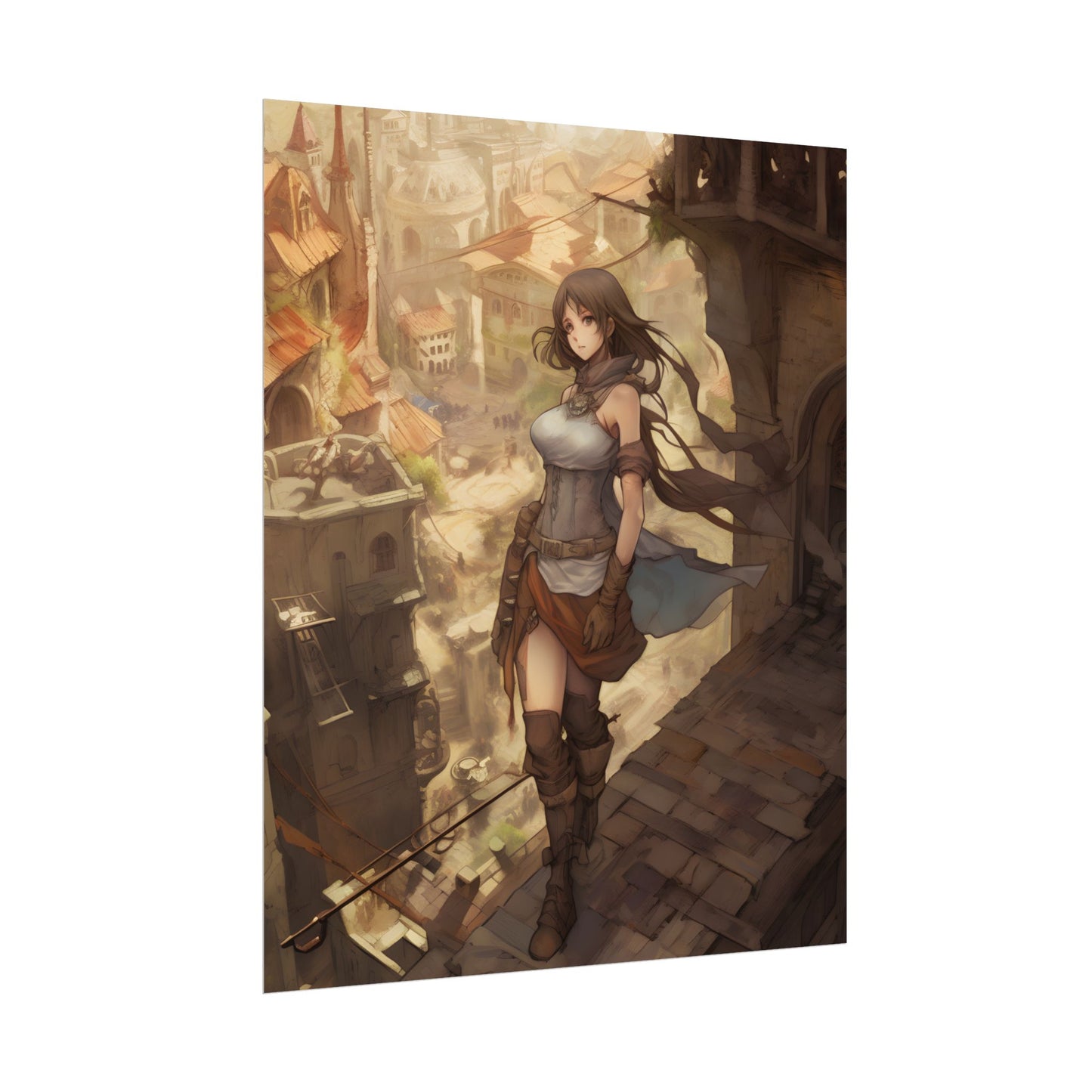 Anime Landscape Serenity: Peaceful Tree Scene Artwork - Poster