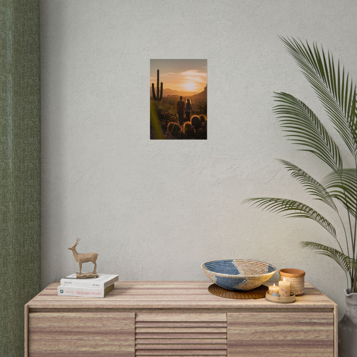 Serene Desert Sunset: Intimate Connection Digital Art - Poster