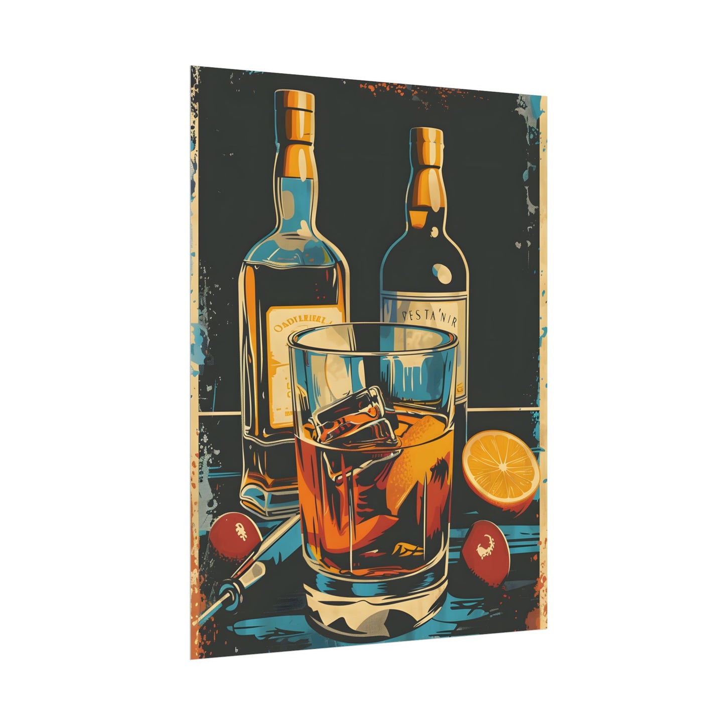 Vintage Cocktail Hour: Old-Fashioned Glass Artwork - Poster