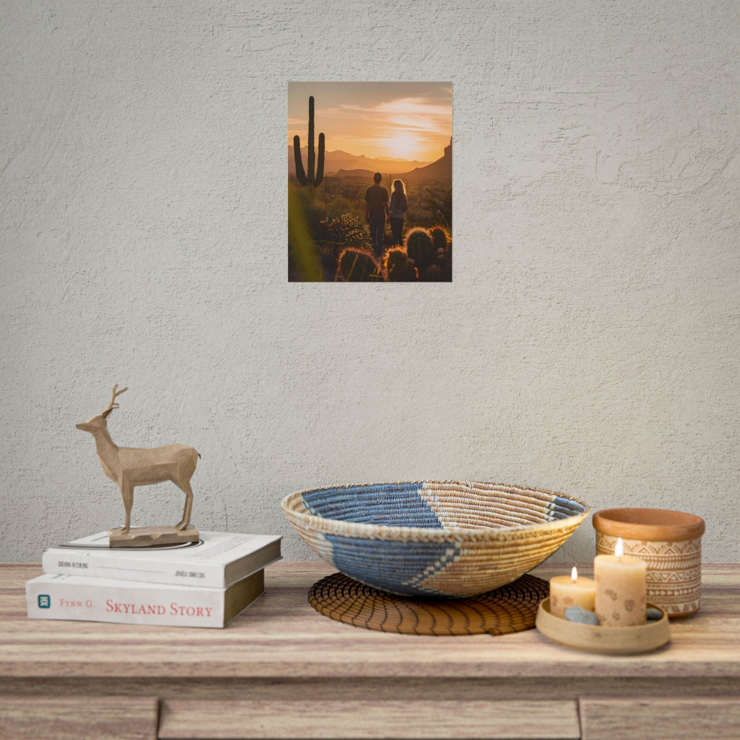 Serene Desert Sunset: Intimate Connection Digital Art - Poster