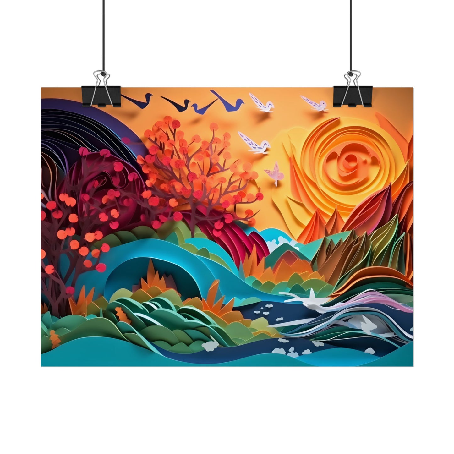 Magical Brown Flower: Quilled Paper Art - Poster