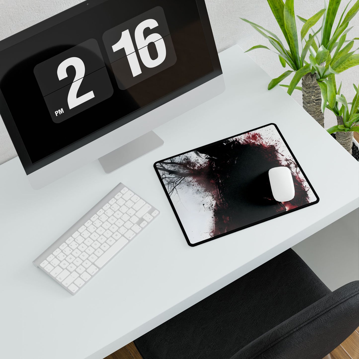Dramatic Emerging Figure: Narrative Artwork in Blood - Desk Mat
