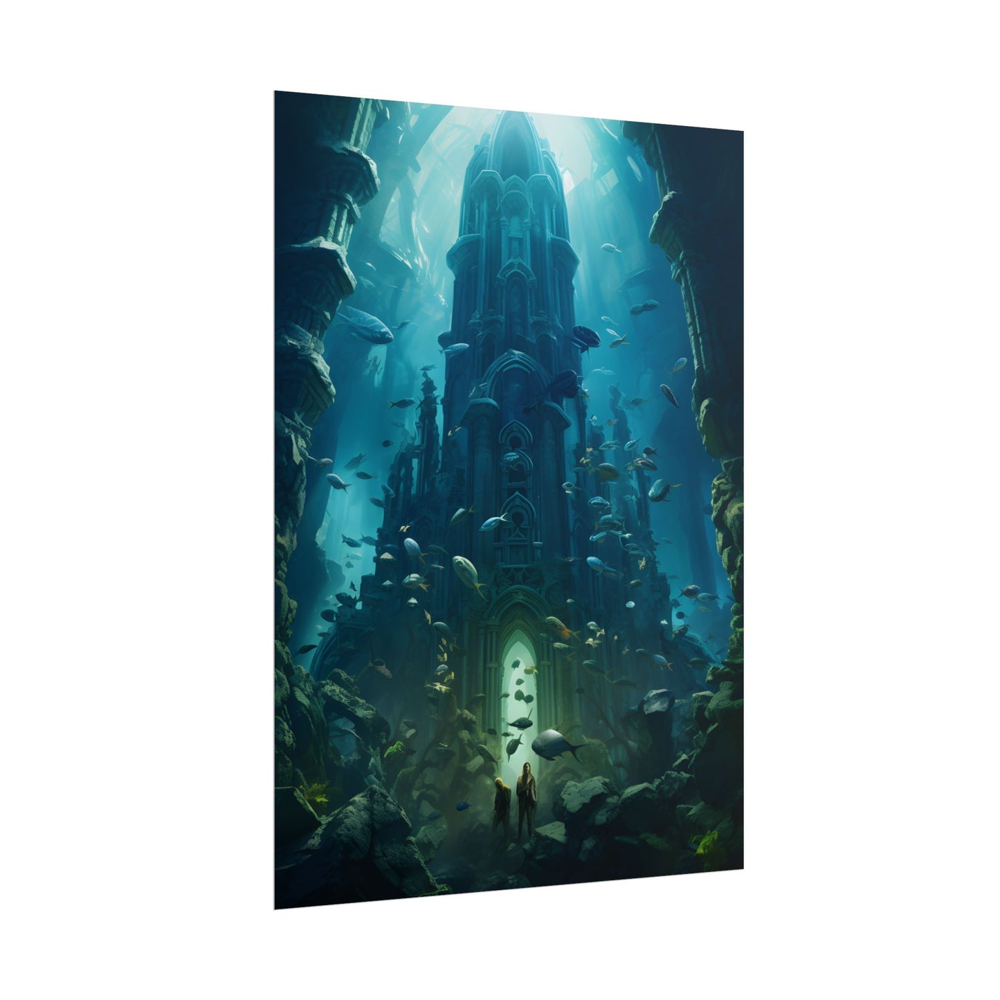 Sunken Ancient City: Underwater Ruins Digital Art - Poster