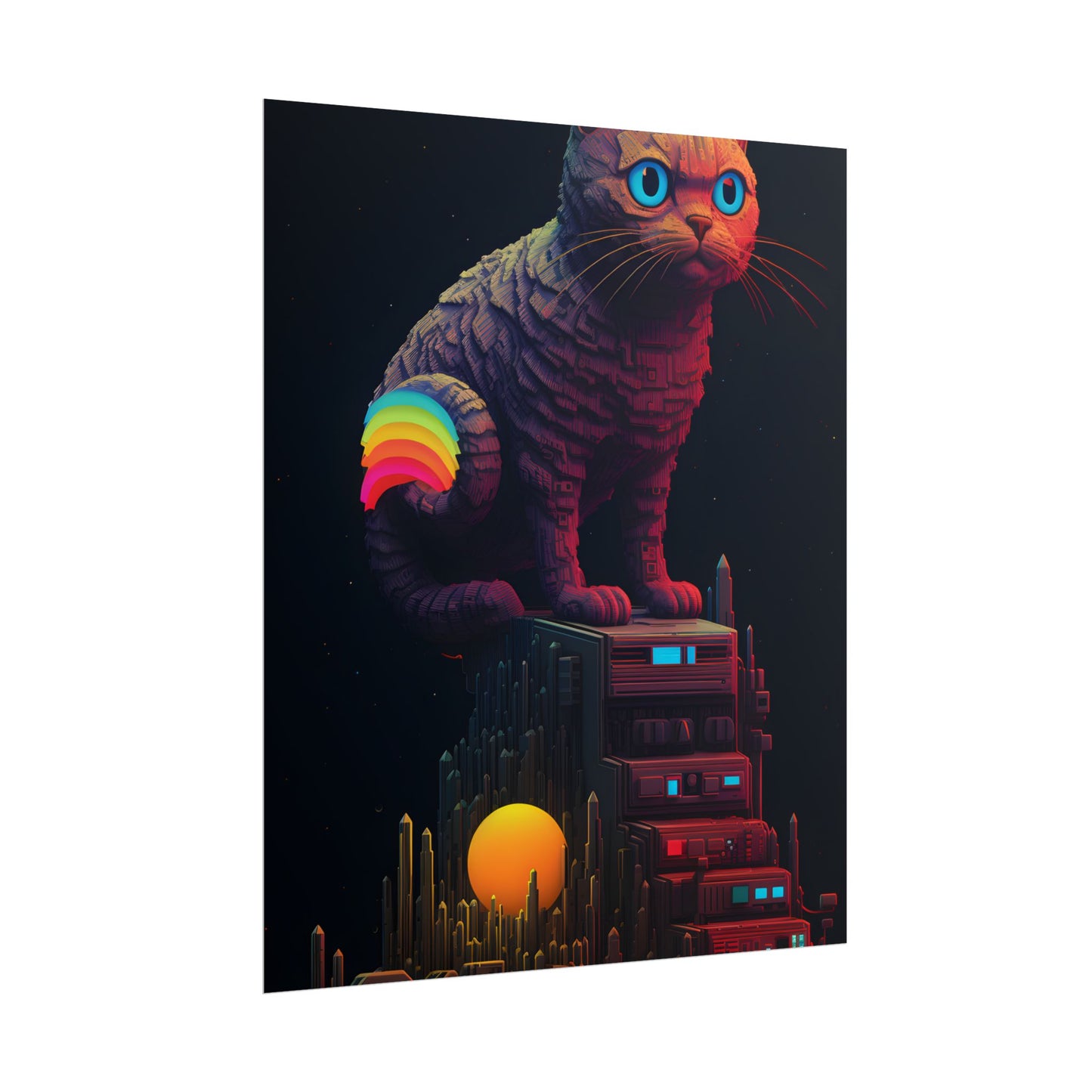 Pixelated Cyber Pets: Futuristic Digital Art - Poster
