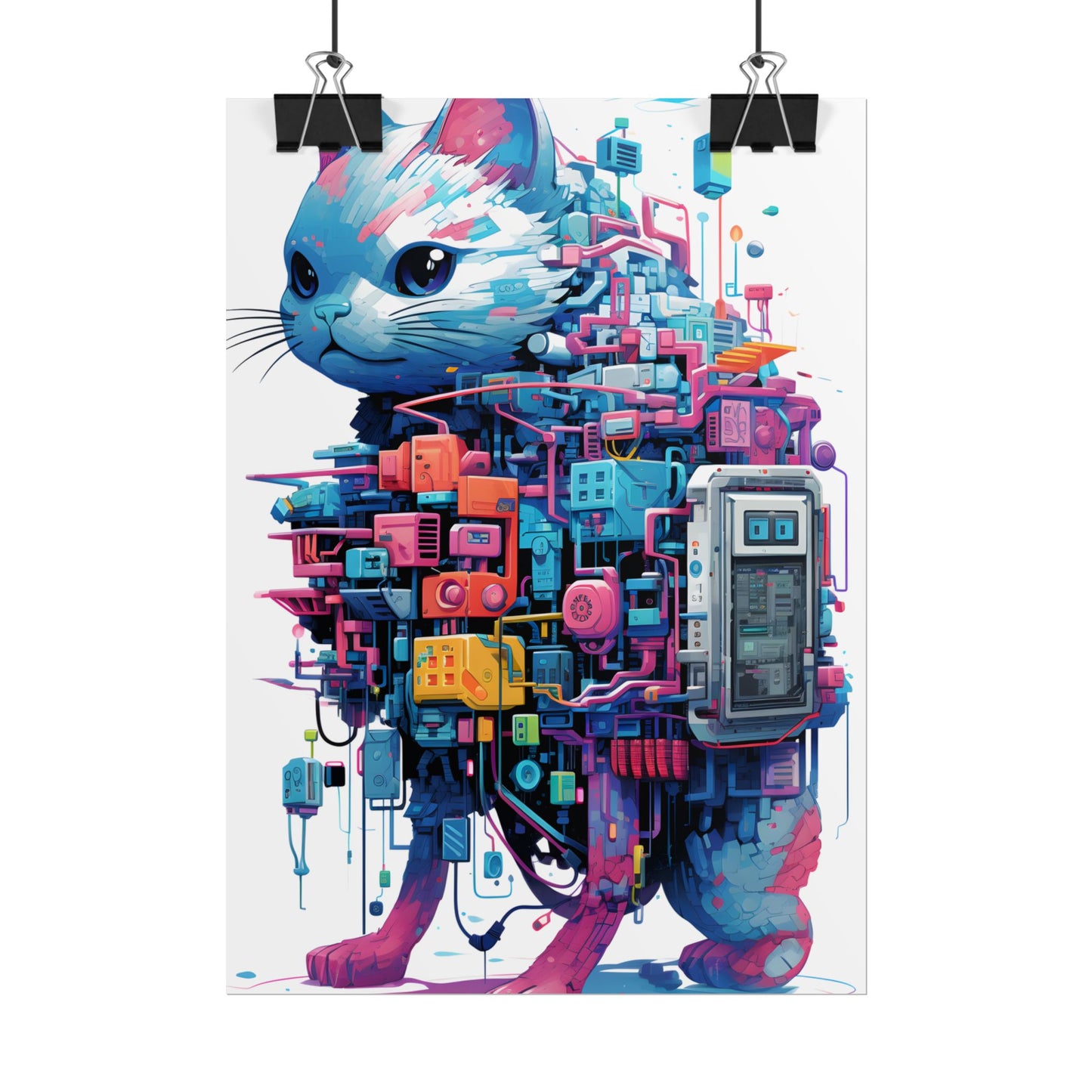 Whimsical Pixelated Cyber Pet: Retro-Style Digital Art - Poster