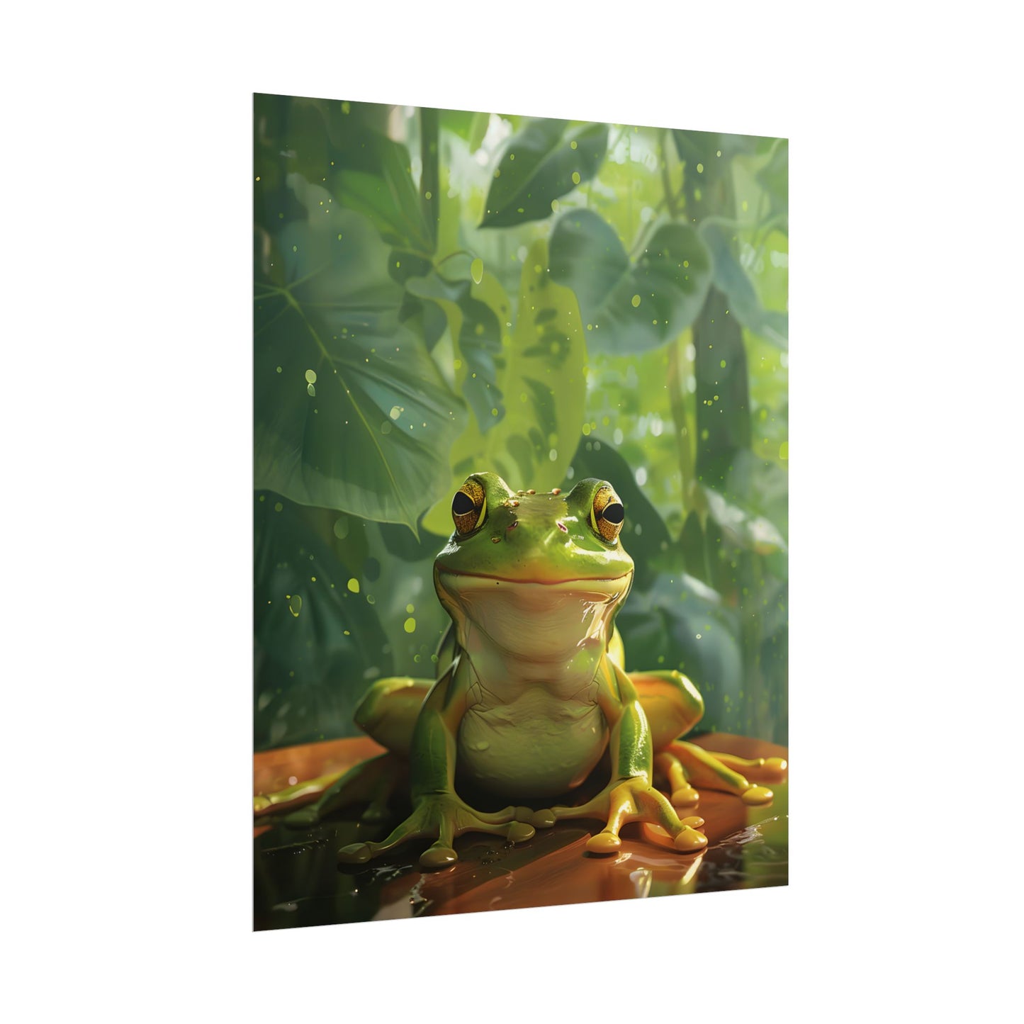 Whimsical Frog Oasis: A Peaceful Lily Pad Scene - Poster