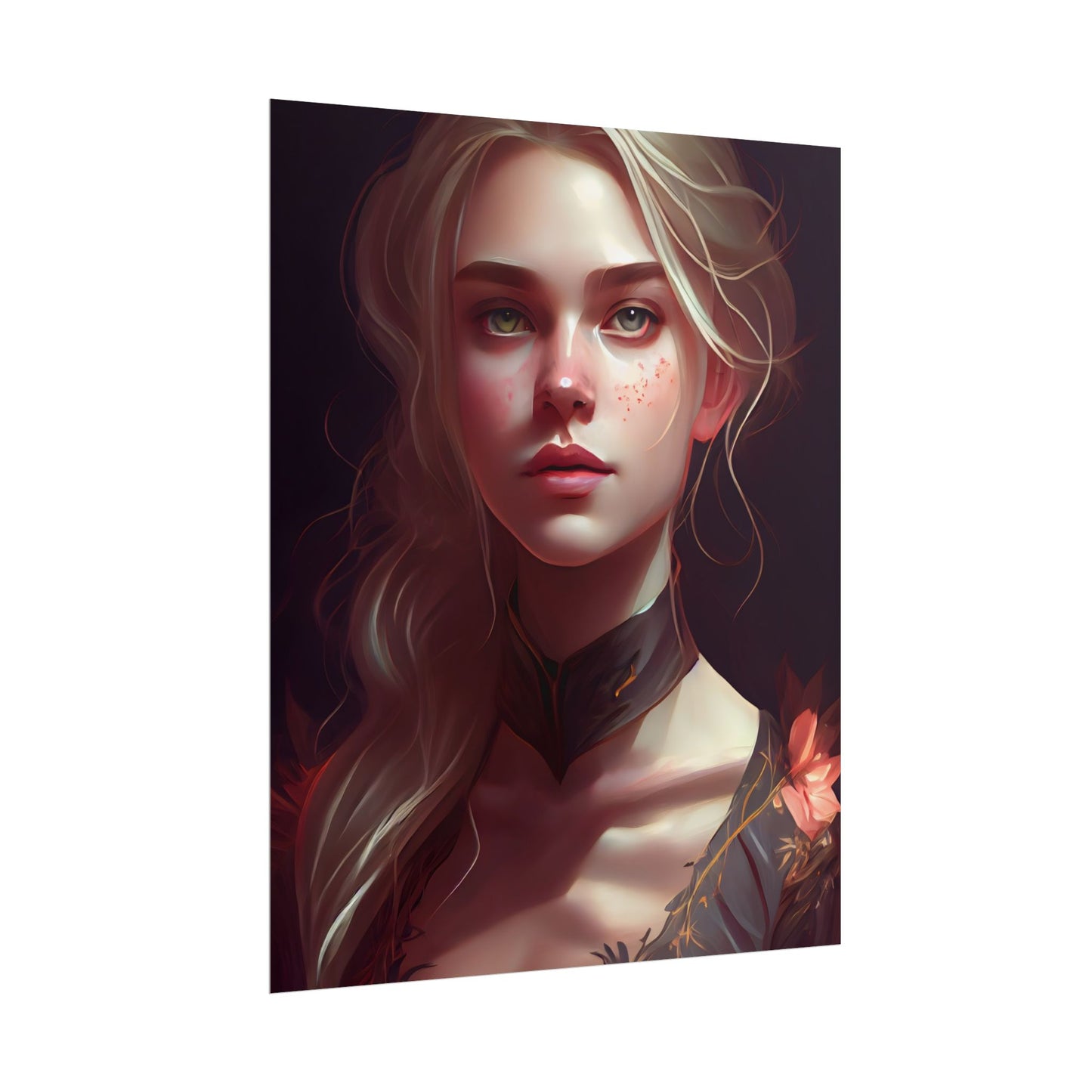 Astonishing Blonde Portrait: Artistic Beauty in Darkness - Poster