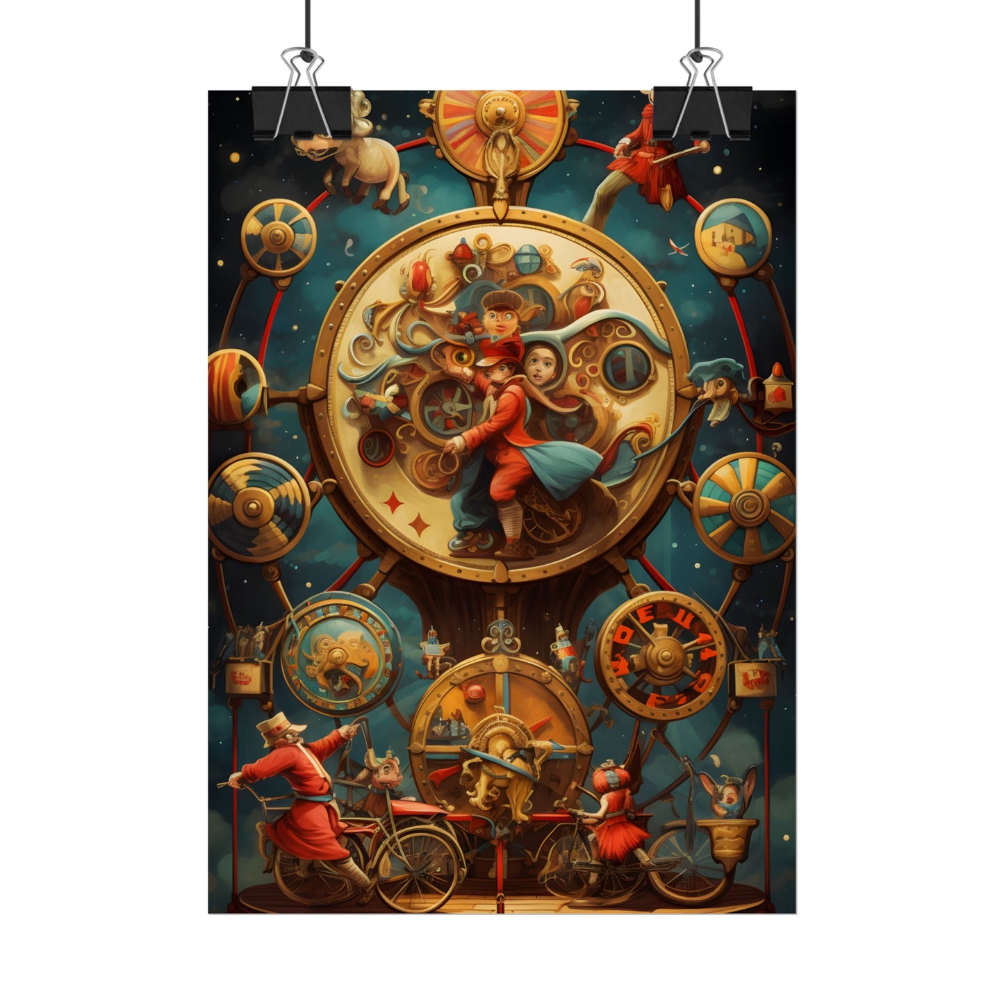 Whimsical Clockwork Circus: Fantastical Mechanical Art - Poster