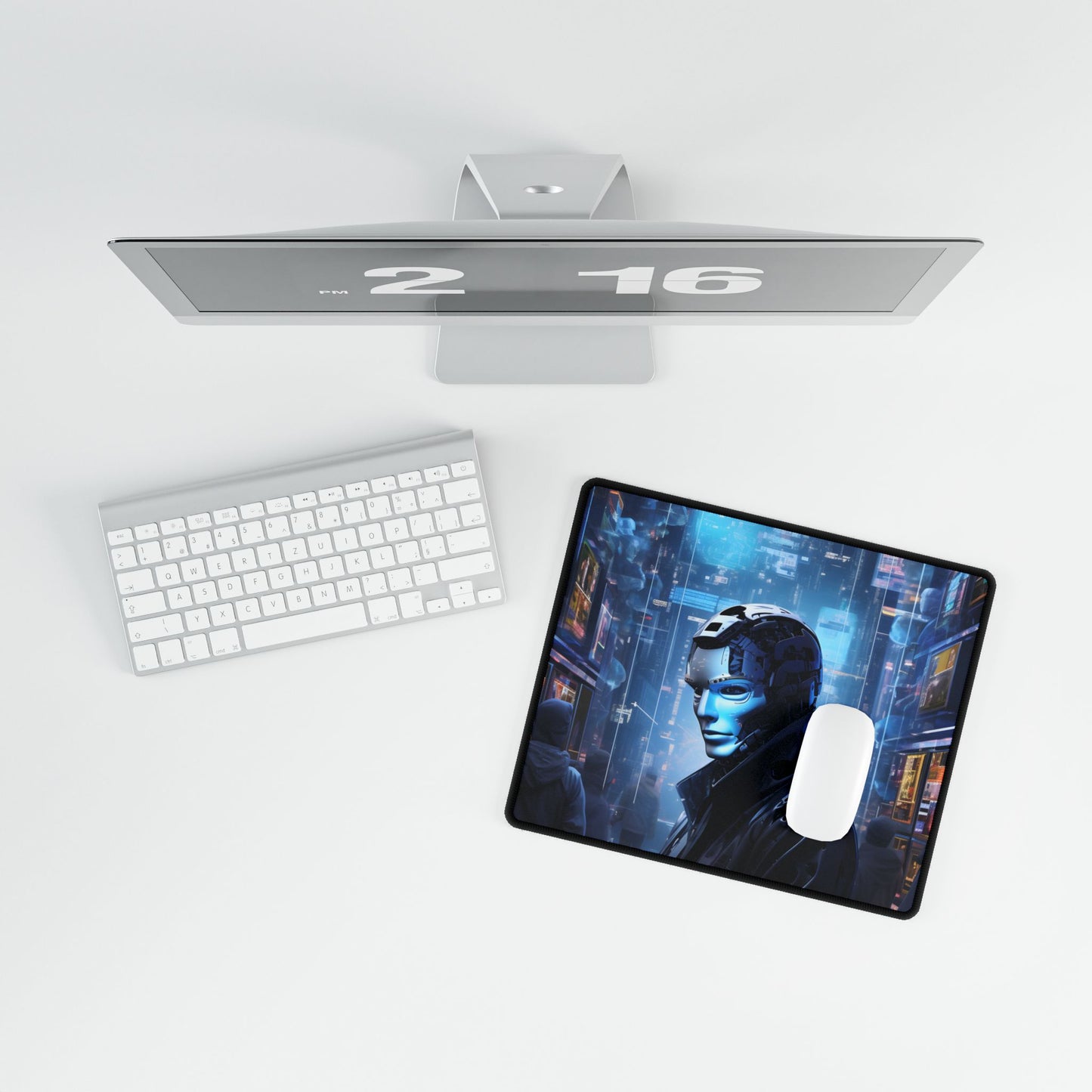 Robotic Art Heist: High-Tech Thieves in Action - Desk Mat