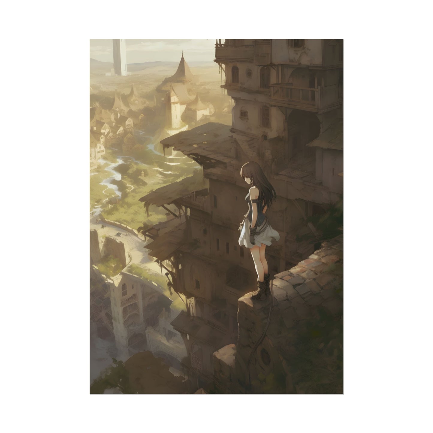 Anime Bird in Flight: Feathered Friend Soaring Through Air - Poster