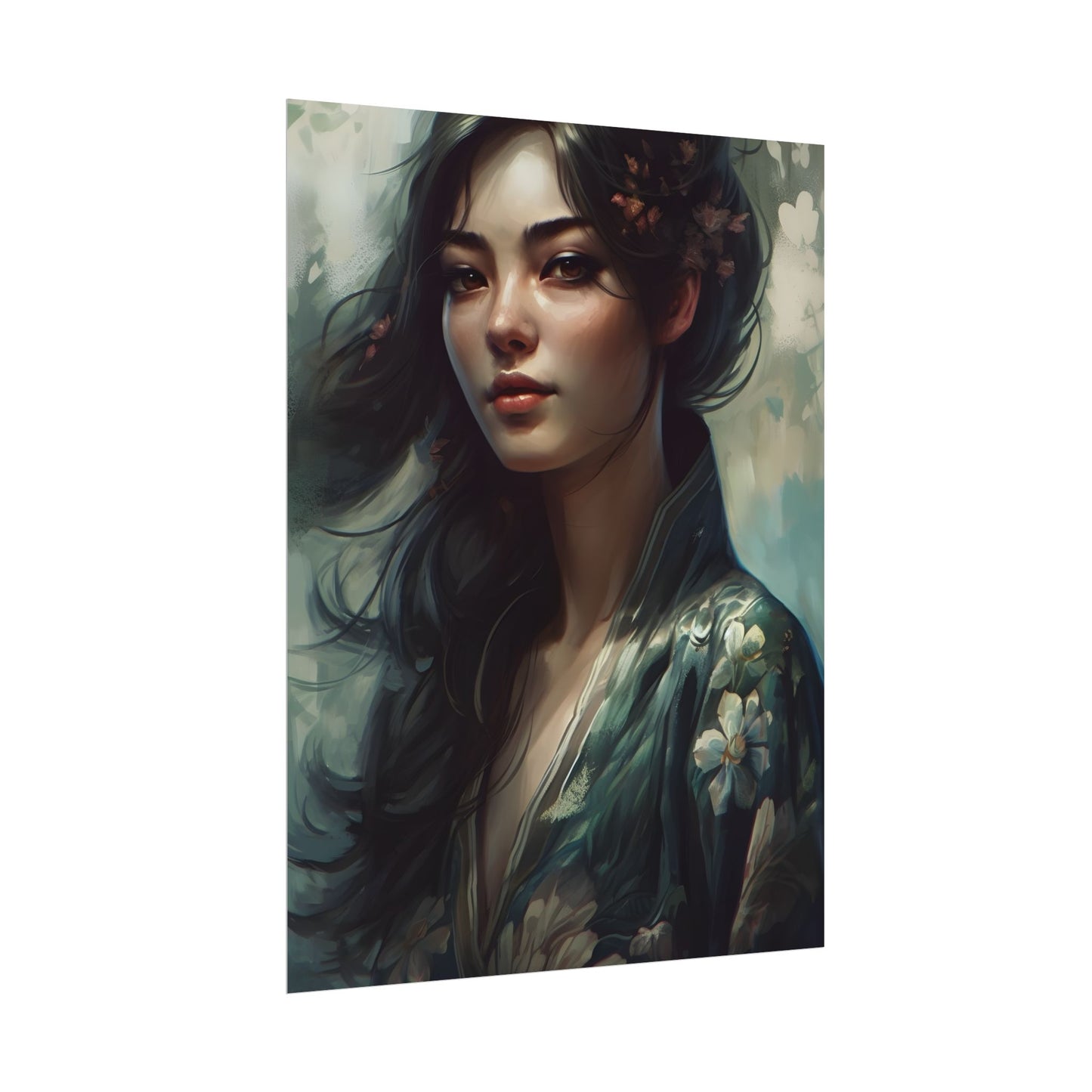 Astonishing Realistic Brown Hair Female Portrait: Studio Artwork - Poster