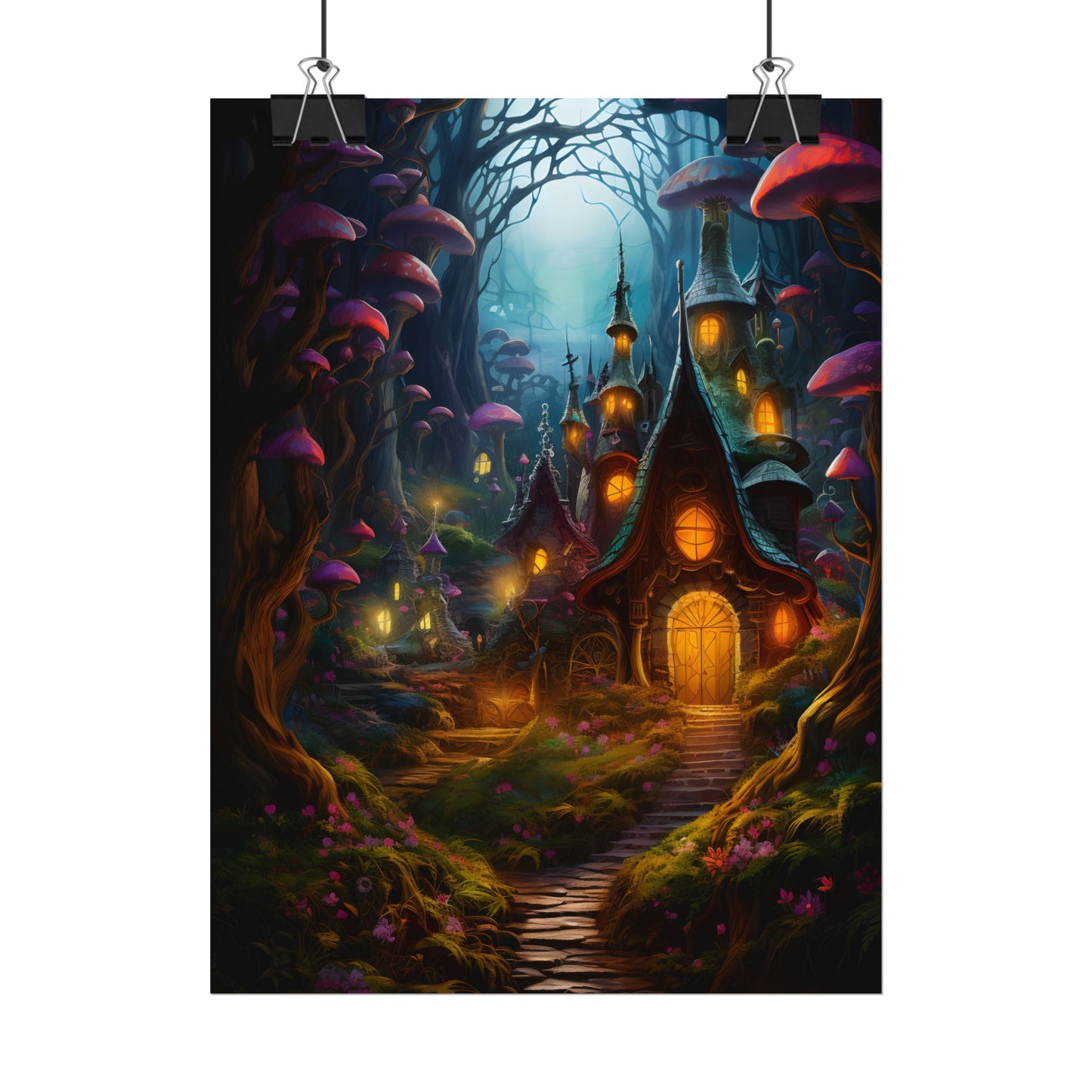 Enchanted Forest Boy: Whimsical Fairy Tale Scene - Poster