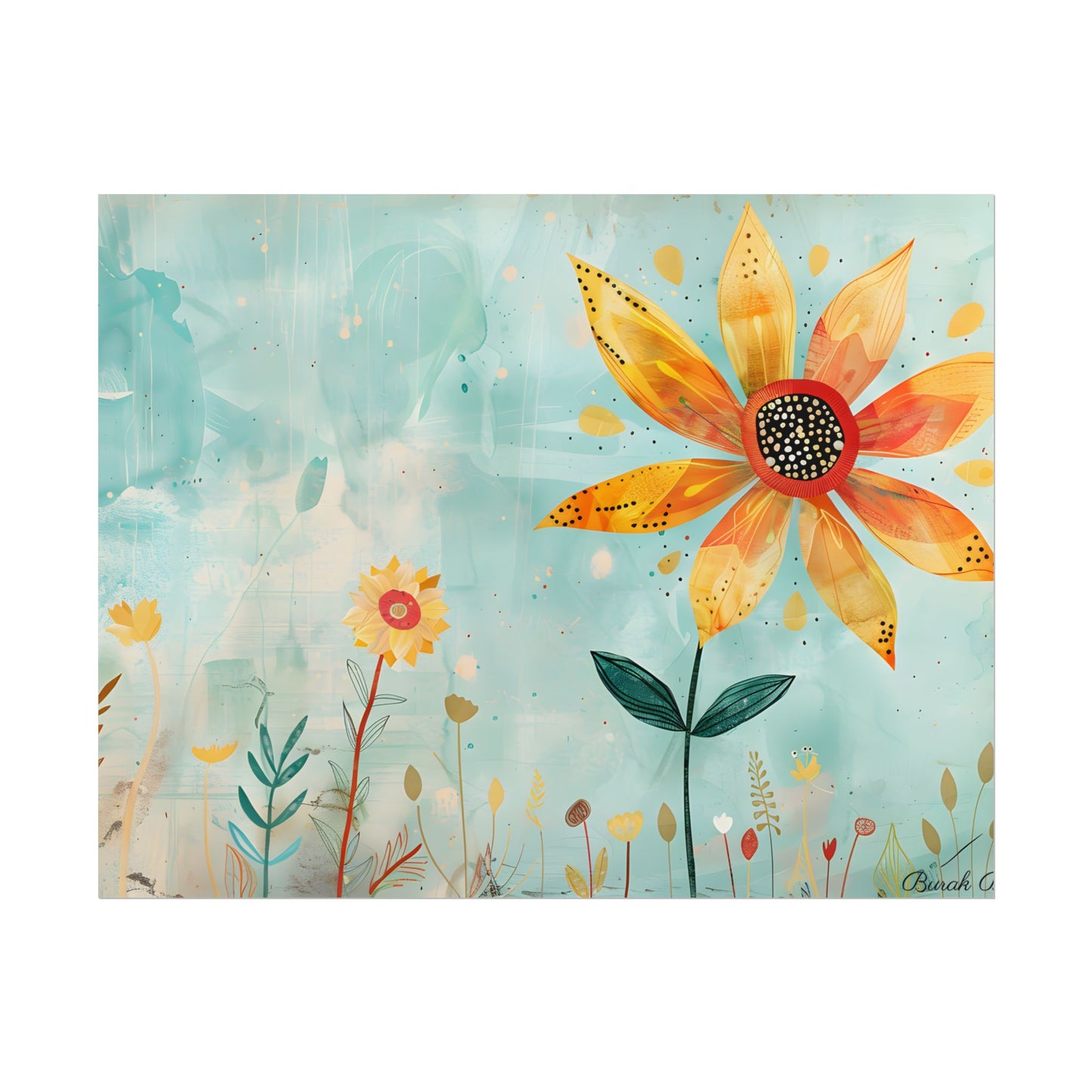 Blooming Growth: Whimsical Flower with Mindset Message Art - Poster