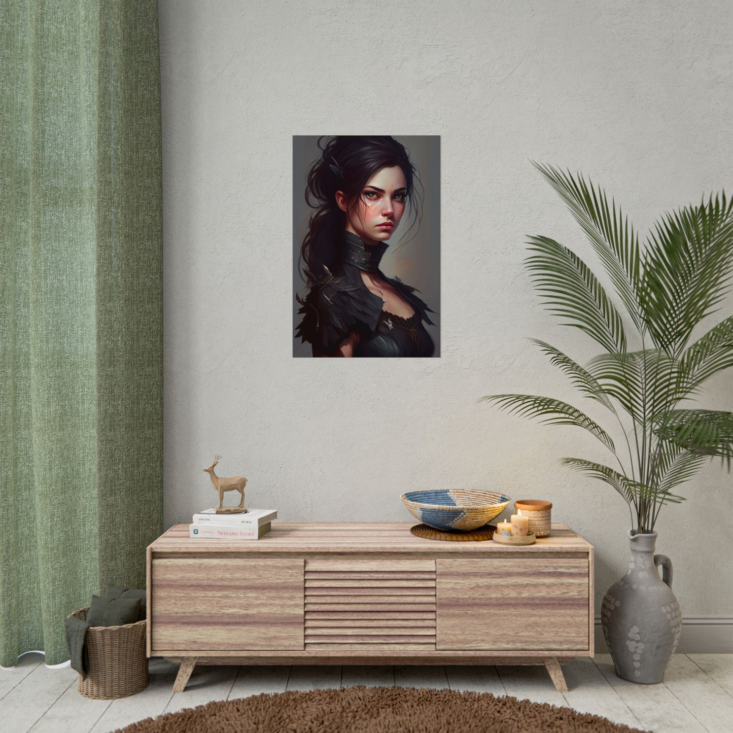 Artistic Female Portrait: Elegant Dress Digital Artwork - Poster