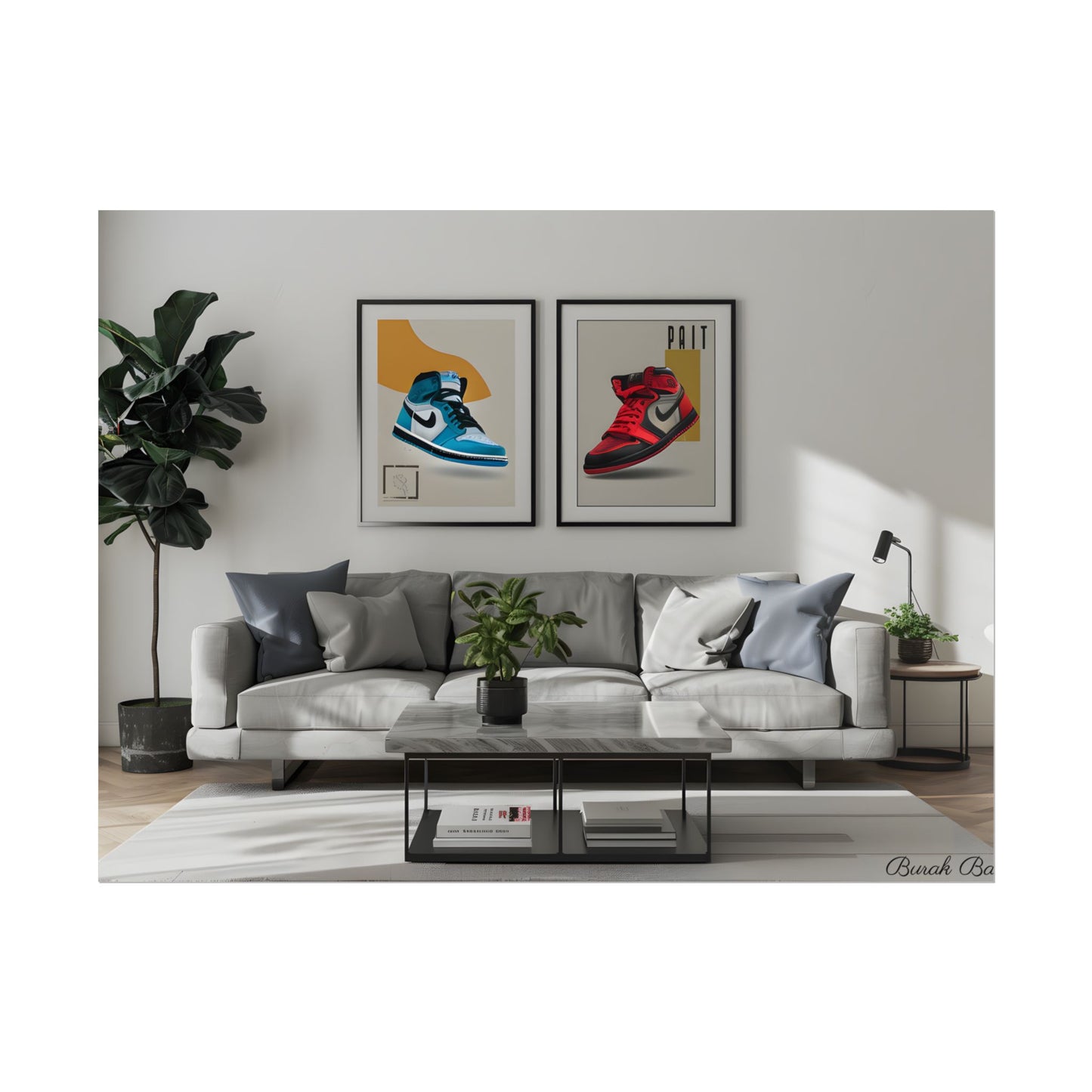 Minimalist Modern Living Room: Neutral Colors & Natural Light Art - Poster