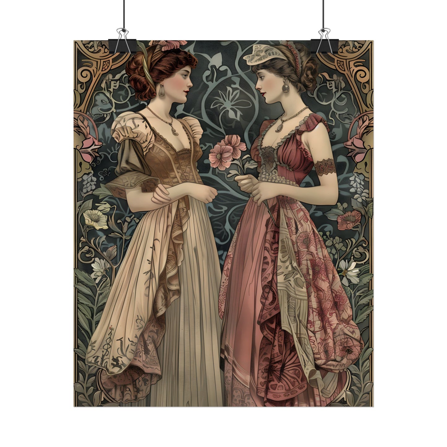 Women in Ornate Attire: Formal Primrose Ceremony - Poster