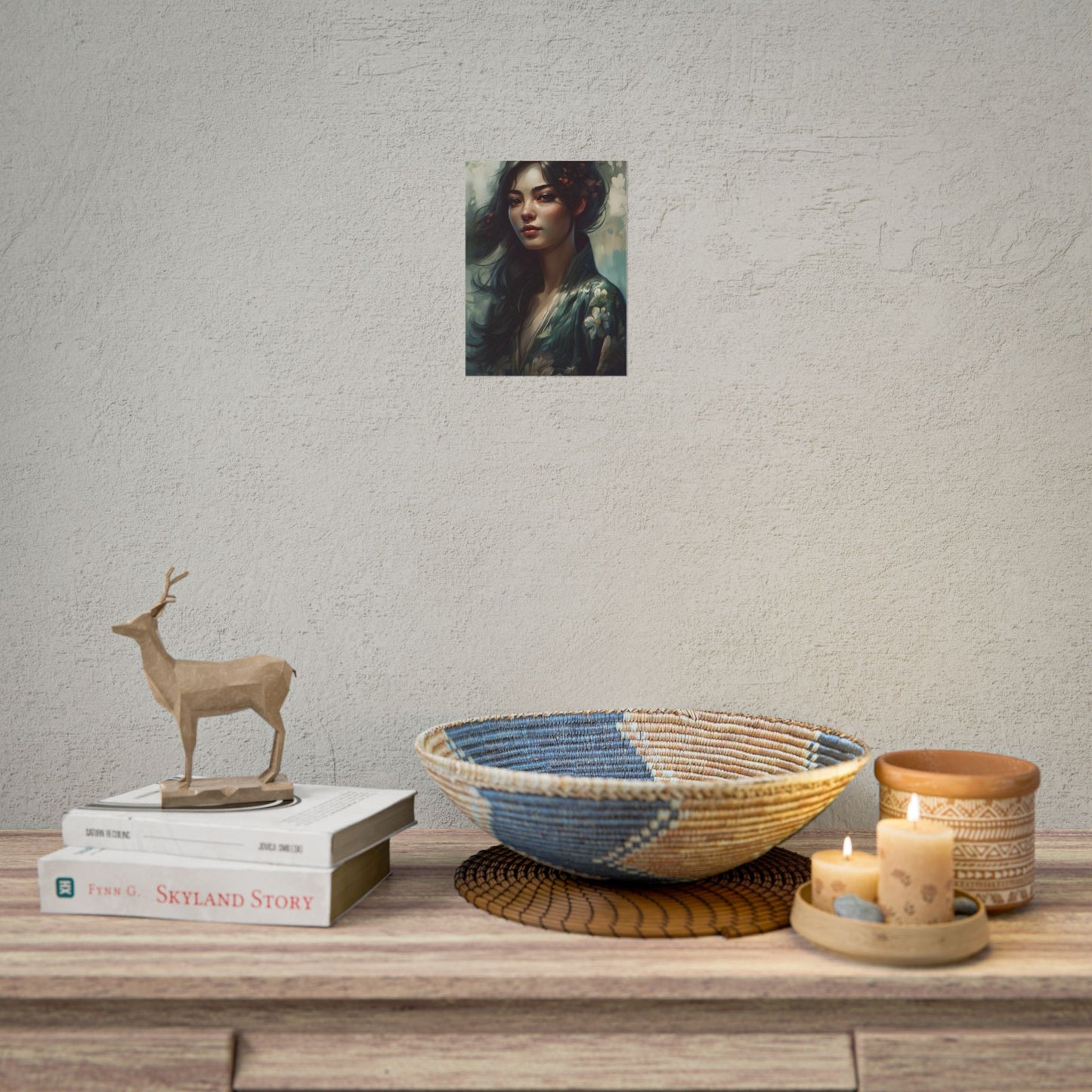 Astonishing Realistic Brown Hair Female Portrait: Studio Artwork - Poster