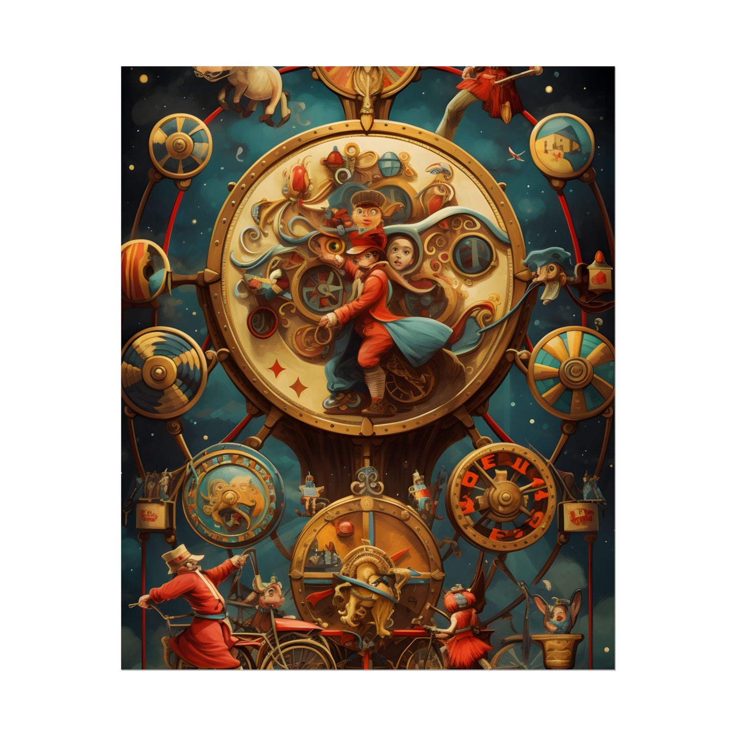 Whimsical Clockwork Circus: Fantastical Mechanical Art - Poster