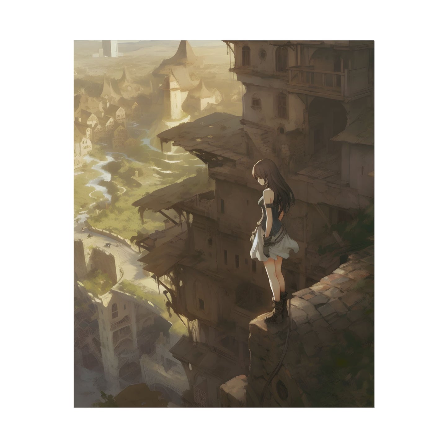 Anime Bird in Flight: Feathered Friend Soaring Through Air - Poster
