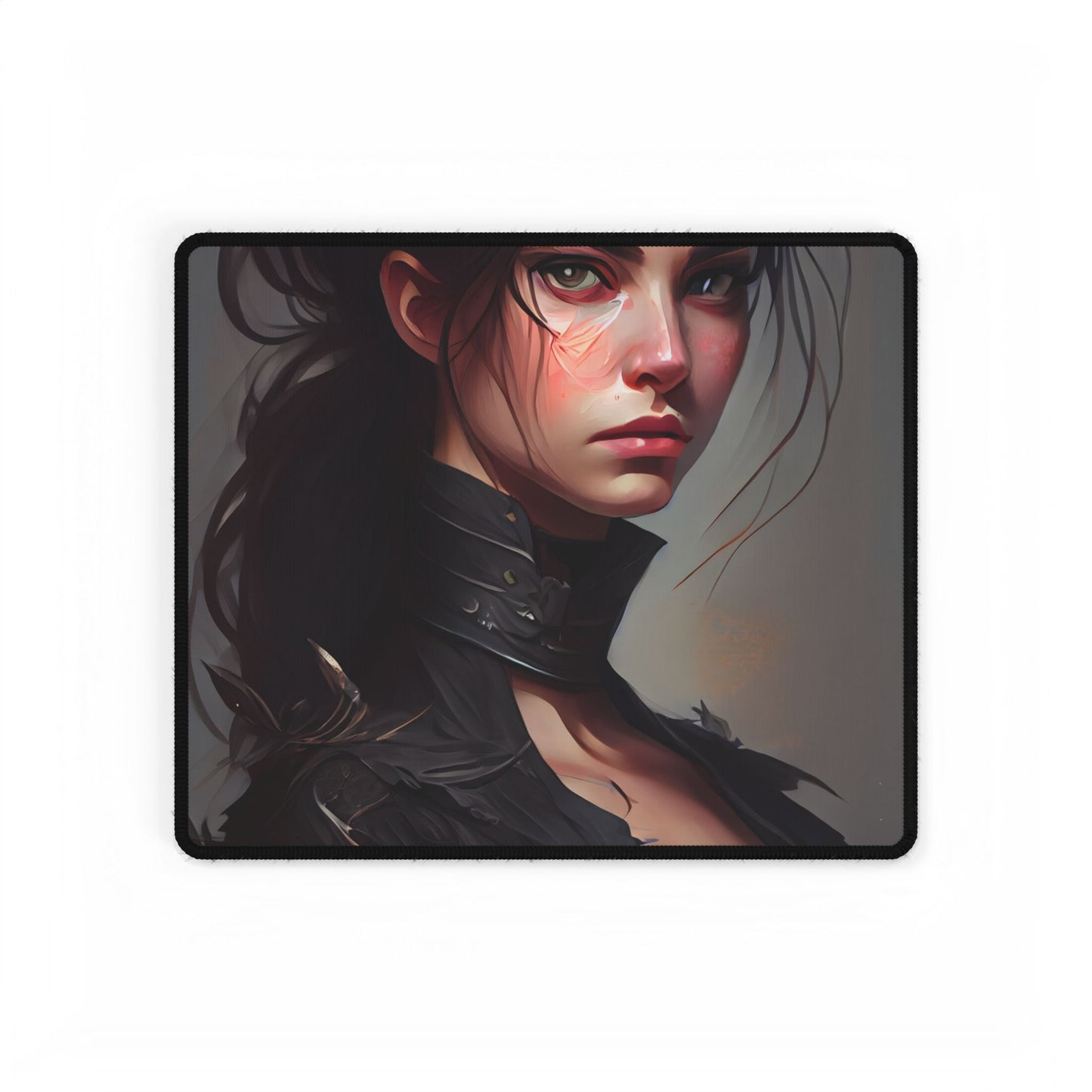 Artistic Female Portrait: Elegant Dress Digital Artwork - Desk Mat