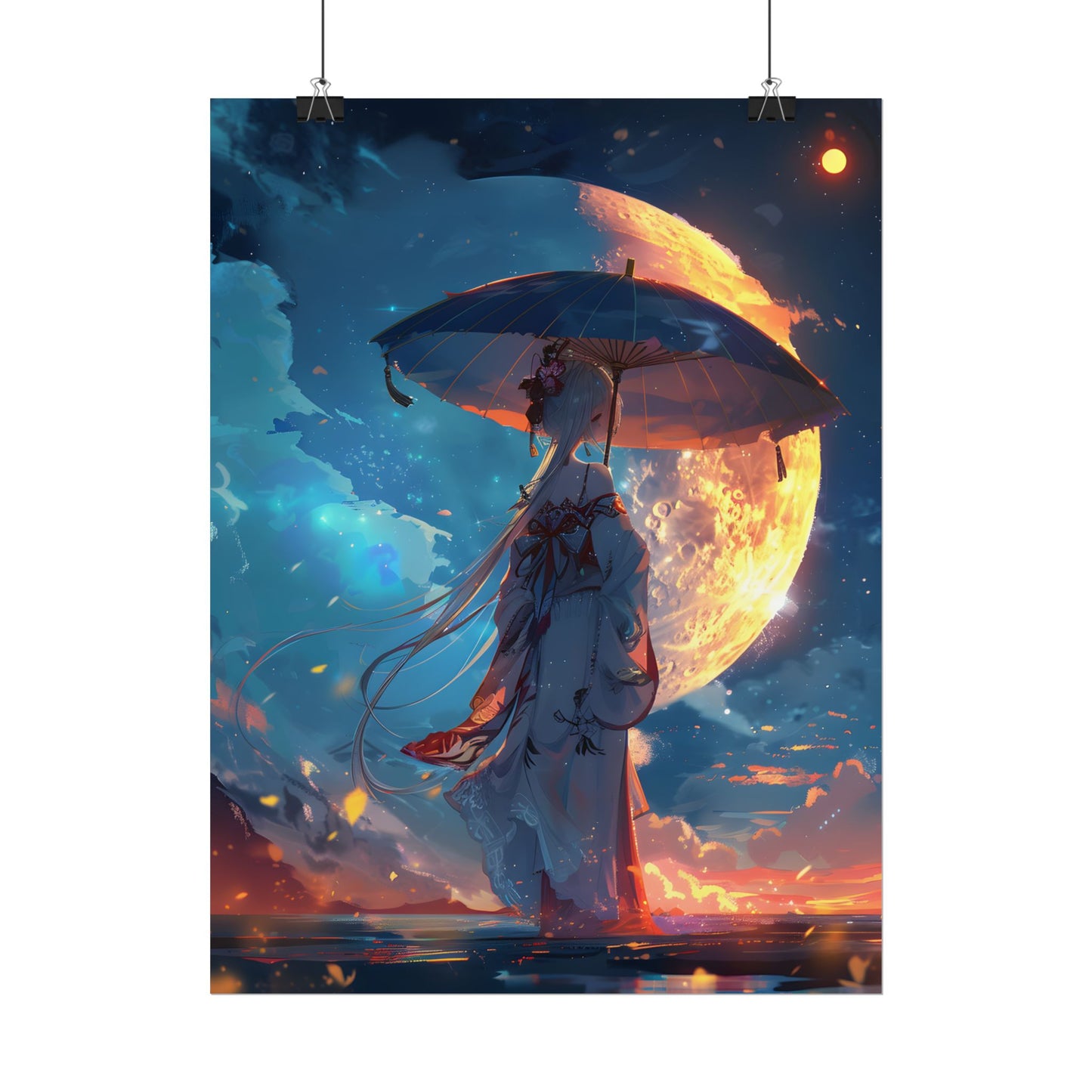 Winter Anime Girl: Holding Umbrella in Snowy Scene - Poster