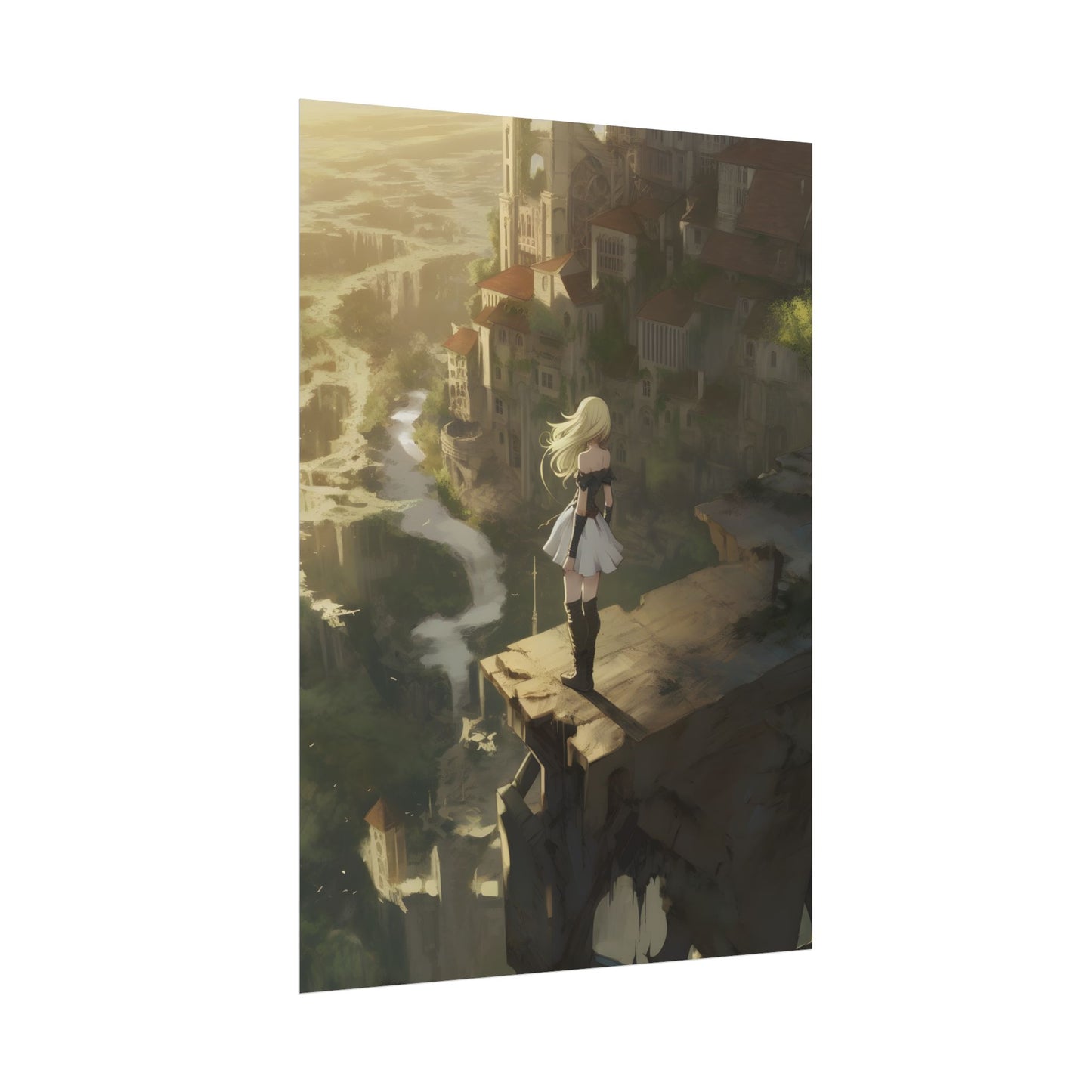Dramatic Anime Blonde Female Digital Art - Poster