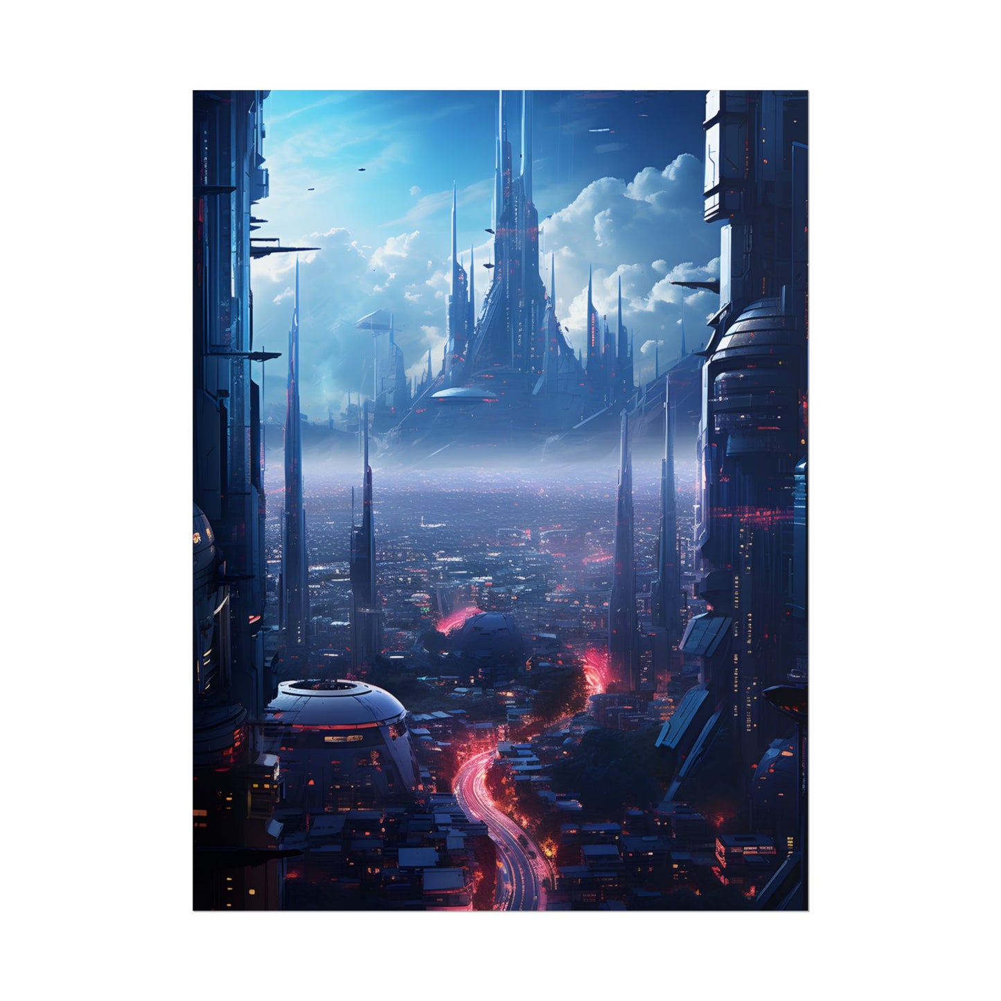 Cyberpunk Dystopia: Neon Cityscape Digital Artwork - Poster