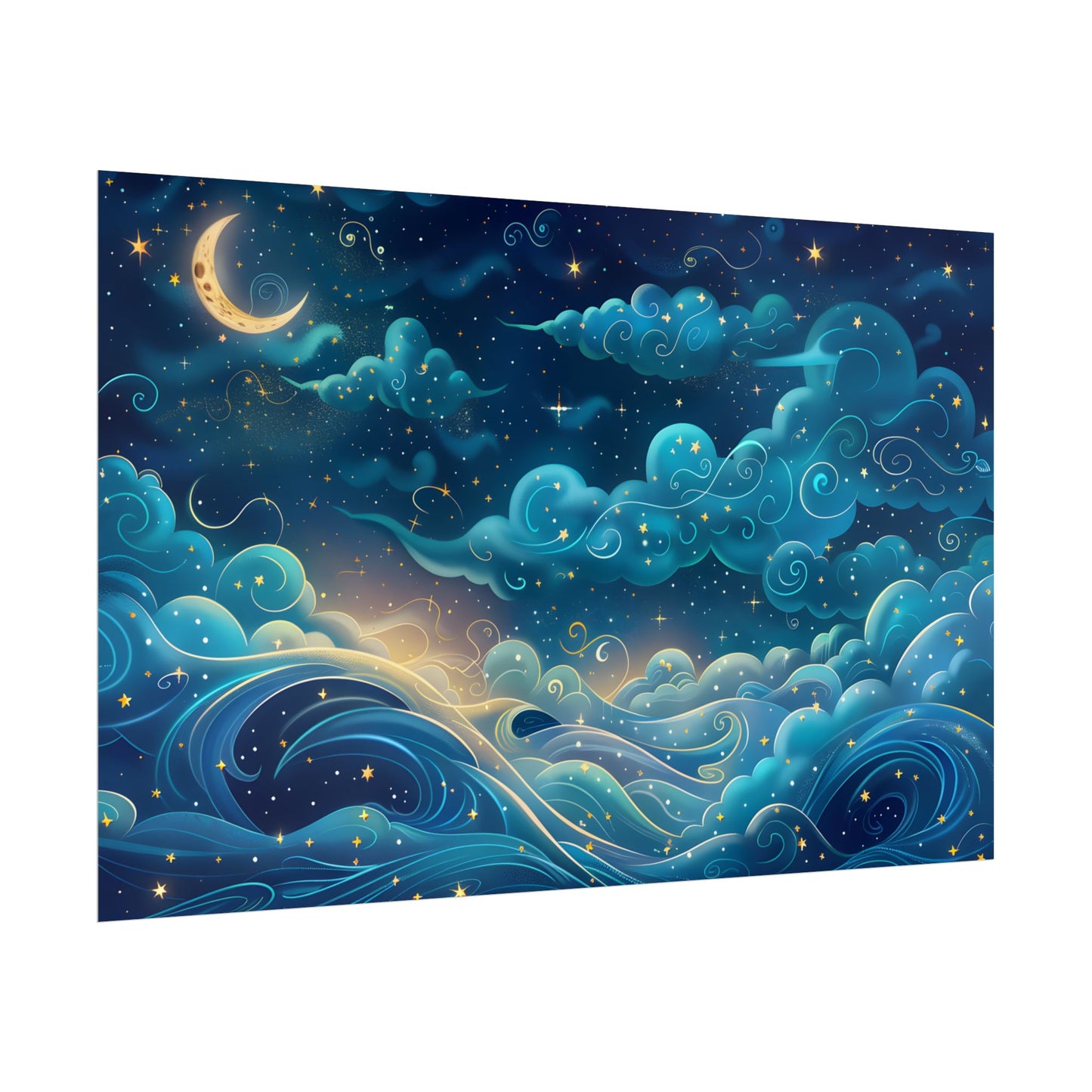 Twinkling Stellar Night Sky: Whimsical Dreamy Artwork - Poster