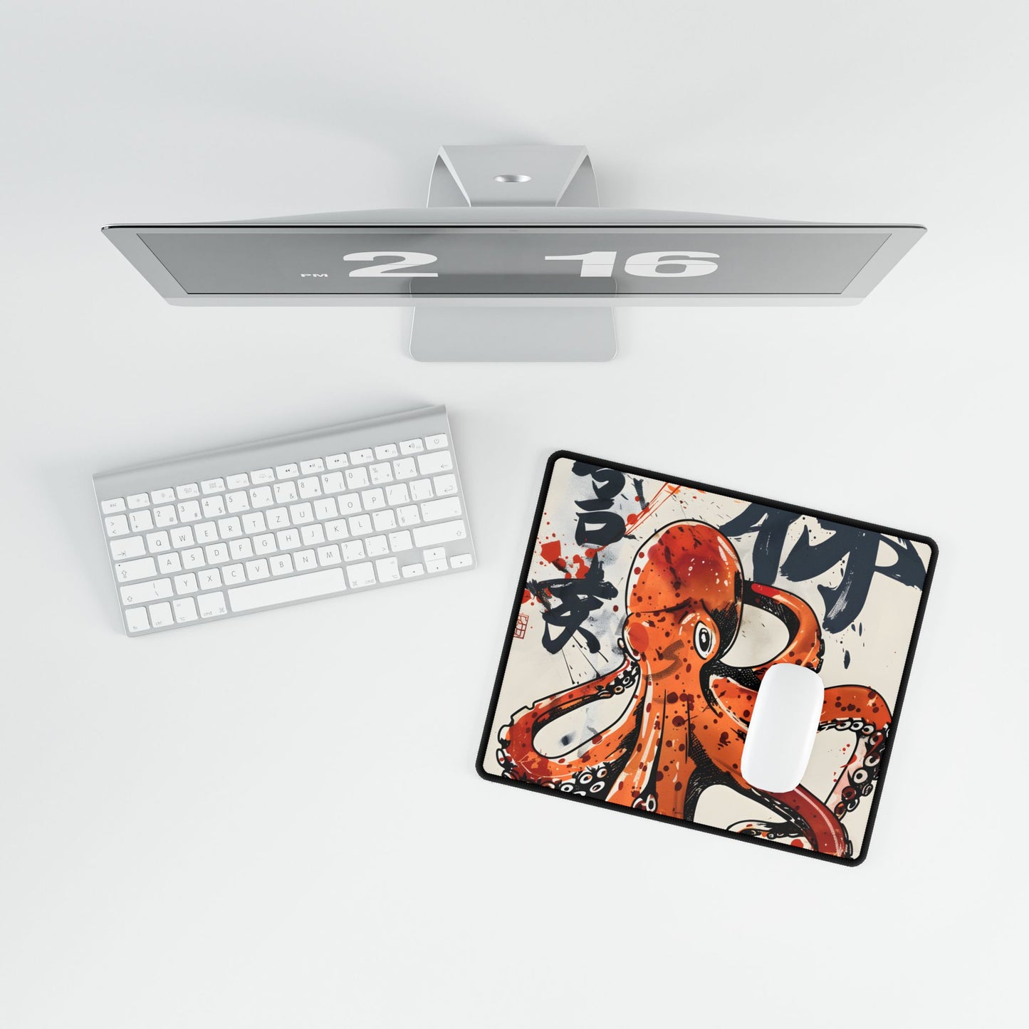 Traditional Japanese Octopus Art: Ukiyo-e Style Mural - Desk Mat