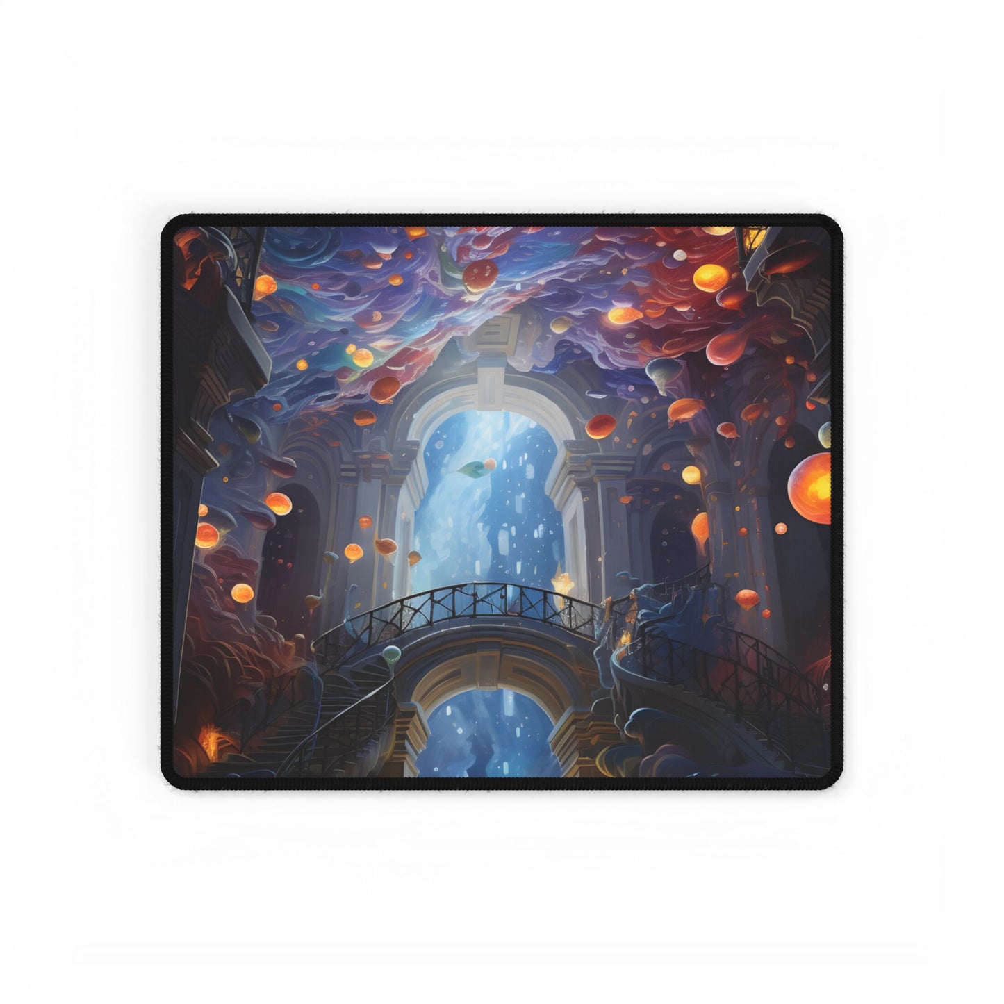 Celestial Art Gallery: Atmospheric Interior Space - Desk Mat
