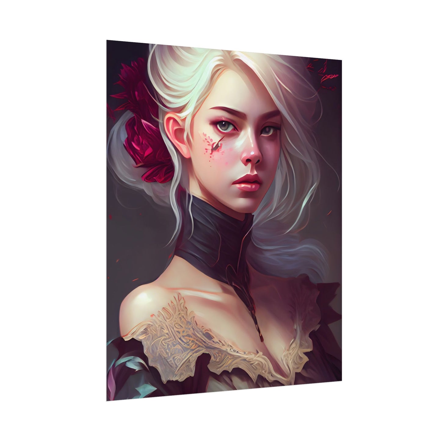 Blonde Beauty in Nature: Realistic Portrait Art - Poster