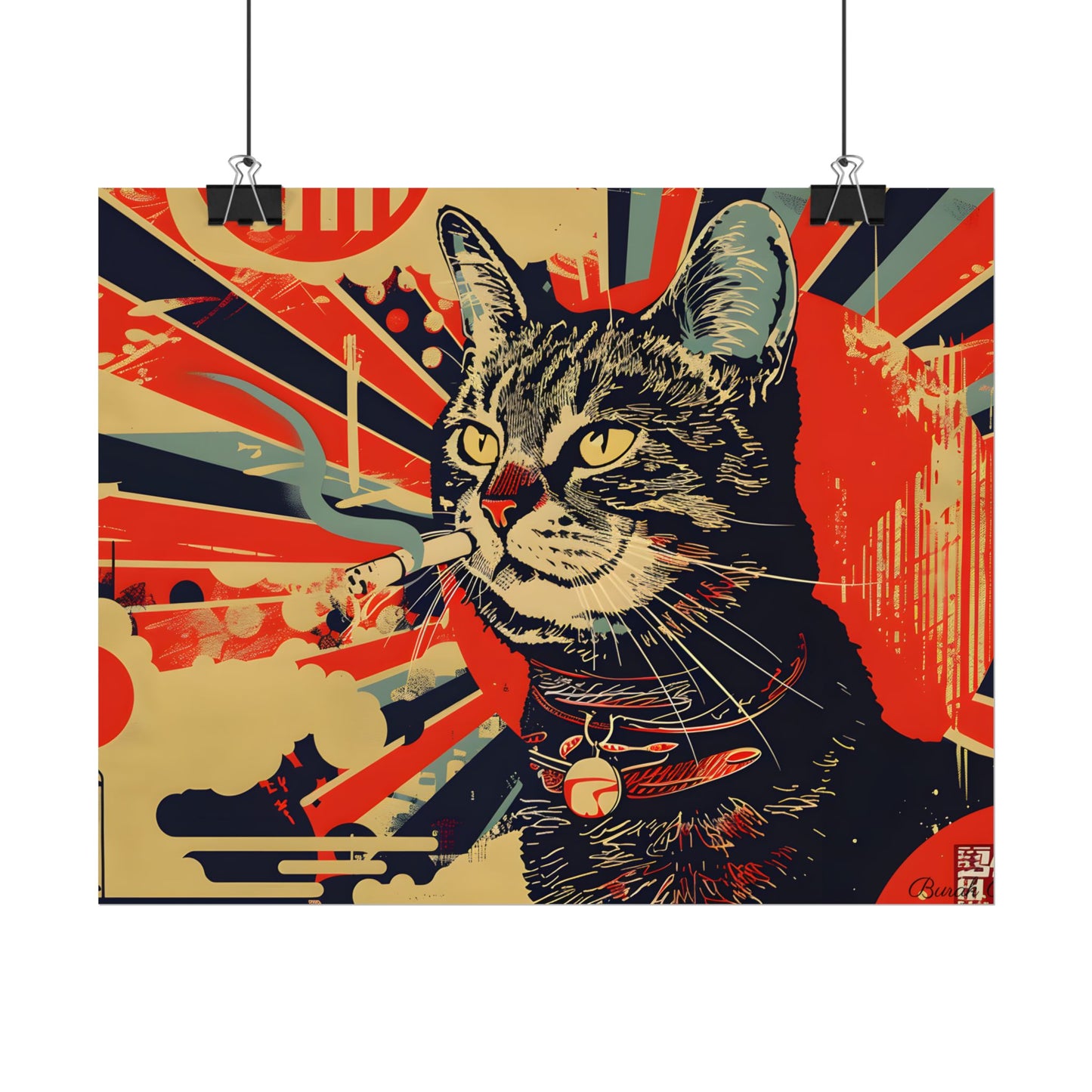 Whimsical Urban Wildlife: Cat Art in a Bolstered Setting - Poster