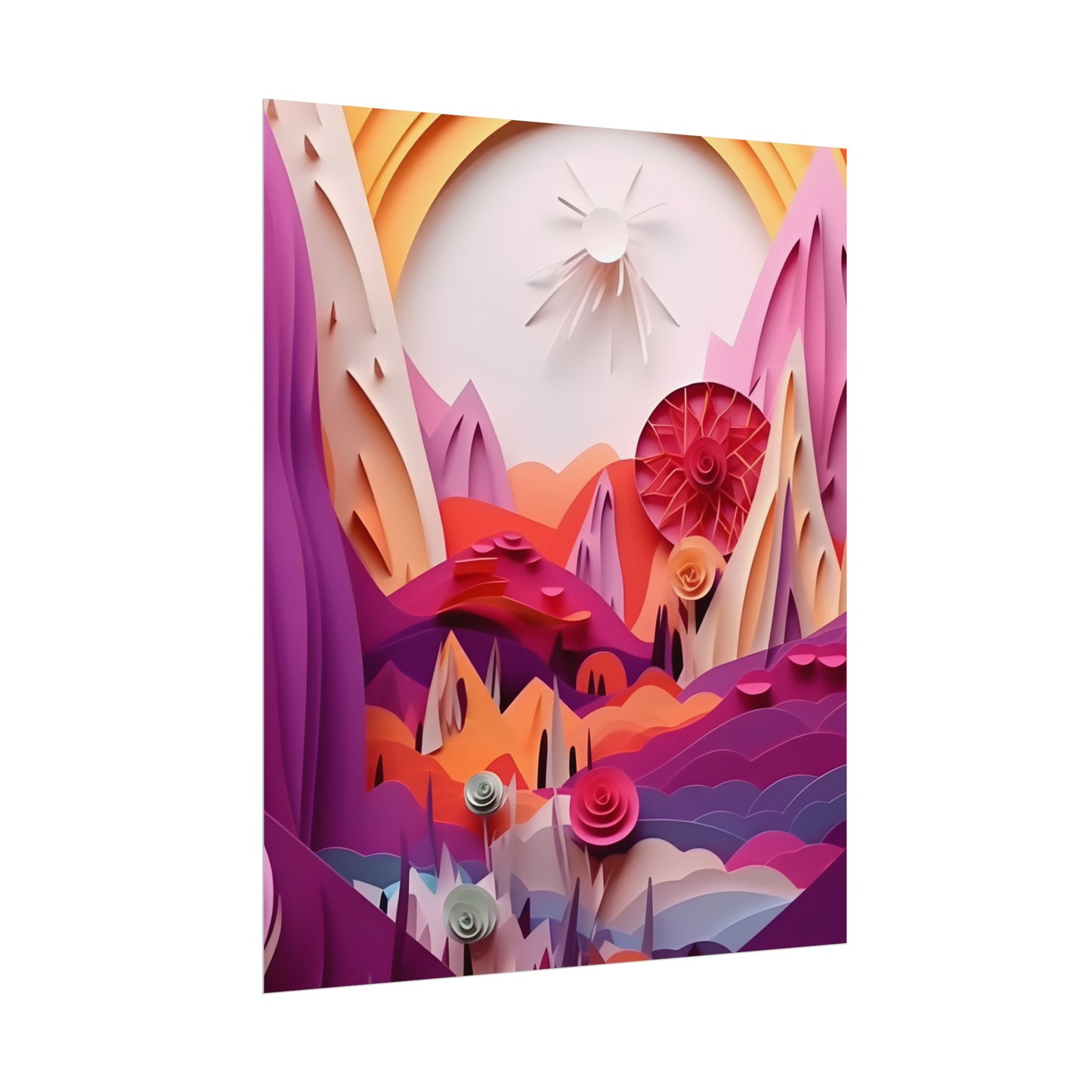 Vibrant Desert Oasis: Portrait Landscape Art Print - Poster