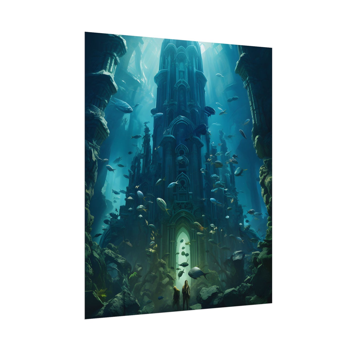 Sunken Ancient City: Underwater Ruins Digital Art - Poster