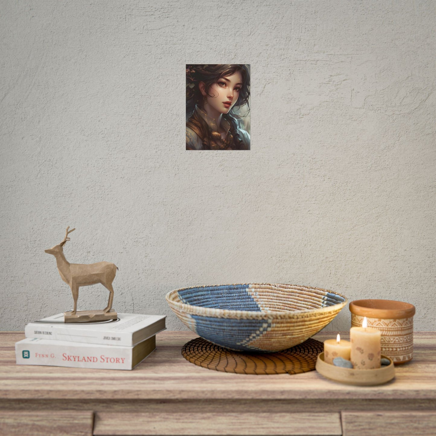 Astonishing Brunette Portrait: Elegant Digital Artwork - Poster
